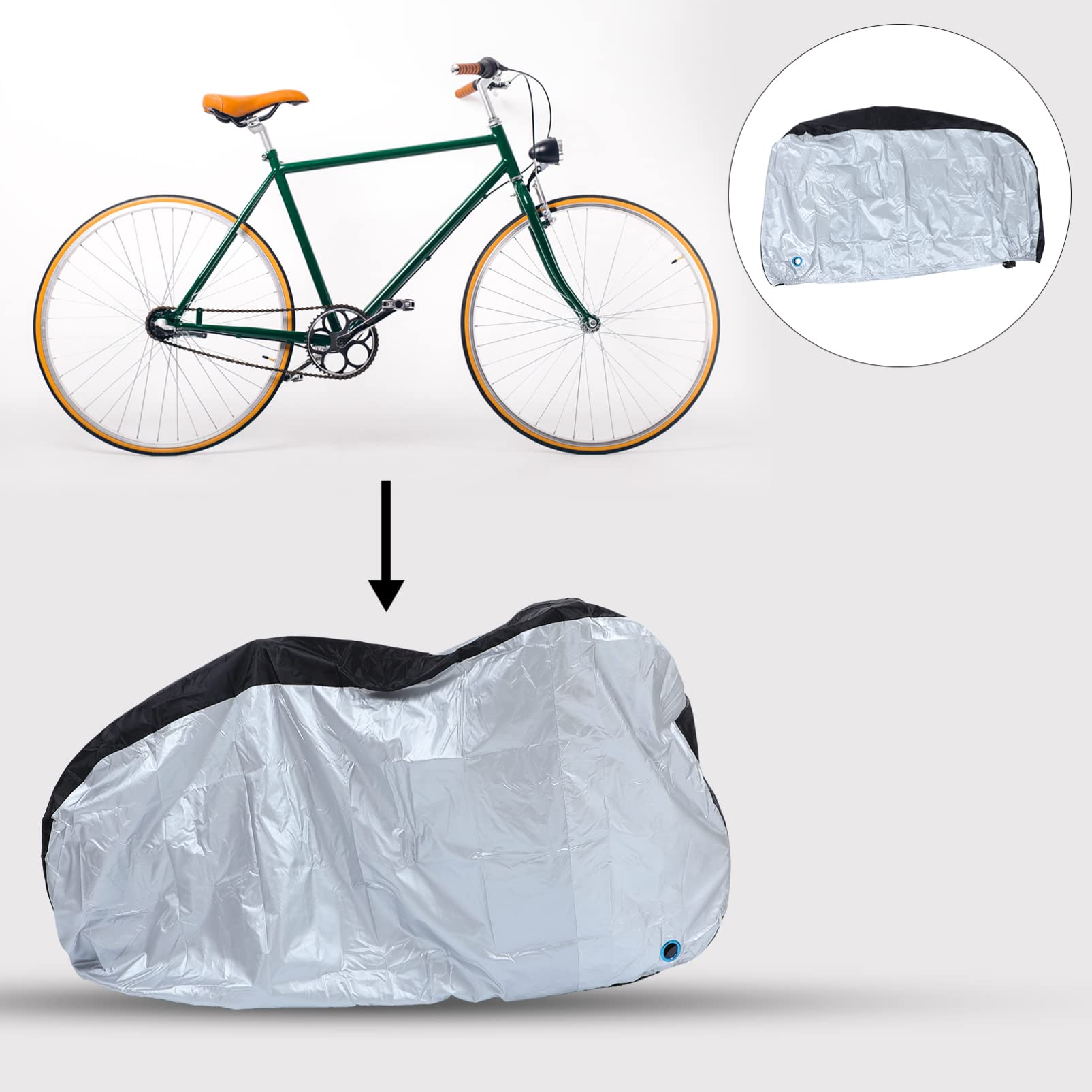 ibasenice Fahrradabdeckung aus Polyester 210d Staubdicht und Windgeschützt Vollständige Abdeckung für Rennrad und Fahrrad für Drinnen und Draußen