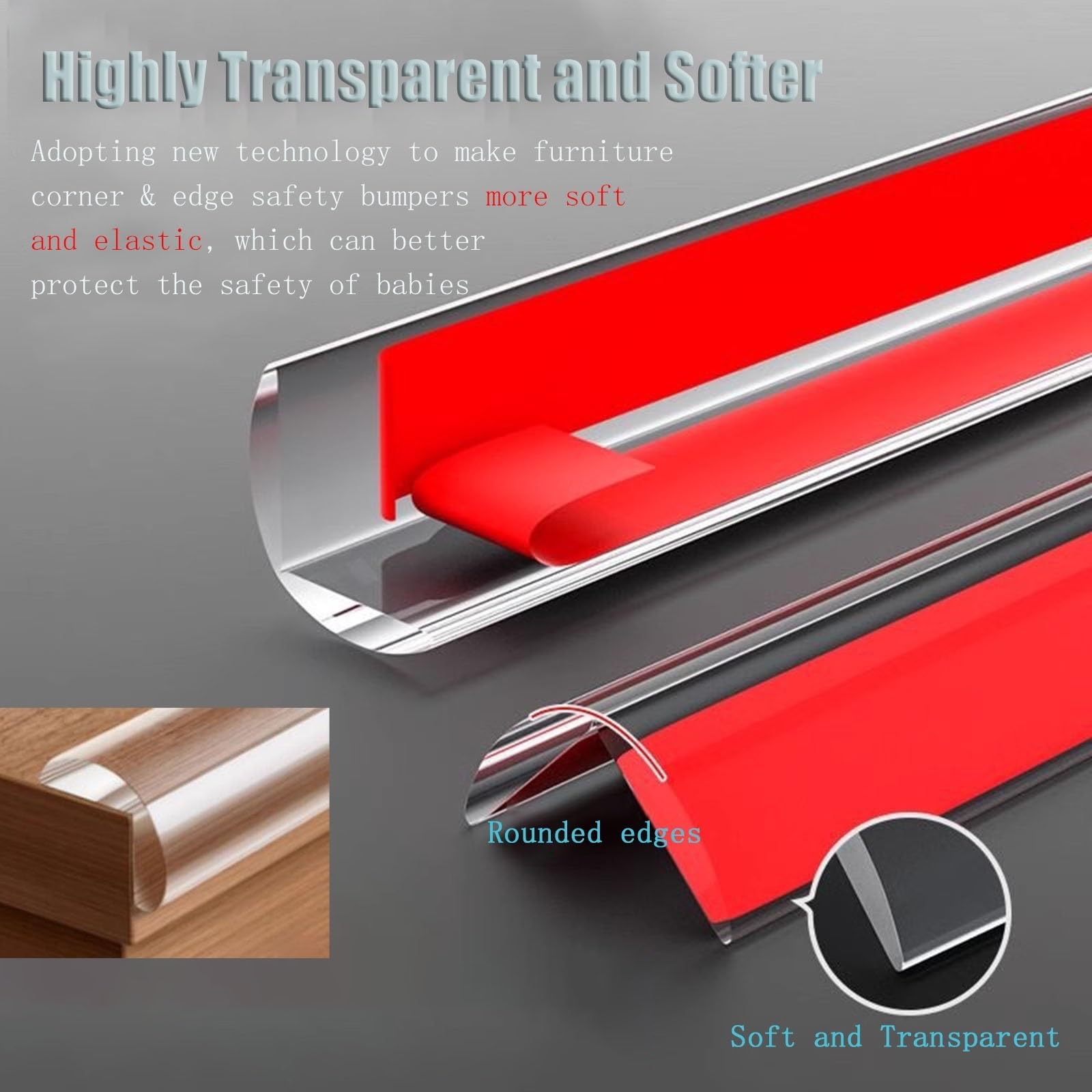 Tira protectora de bordes transparente, protectores de esquinas suaves con adhesivo fuerte, para mesas/muebles afilados/gabinetes/cajones/marcos de puertas, 2 4 6 8m Protector de esquinas de pared a p