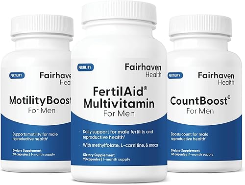 Fairhaven Health FertilAid para hombres, MotilityBoost y Countboost Combo | Suplementos de fertilidad para hombres | Suplemento de fertilidad