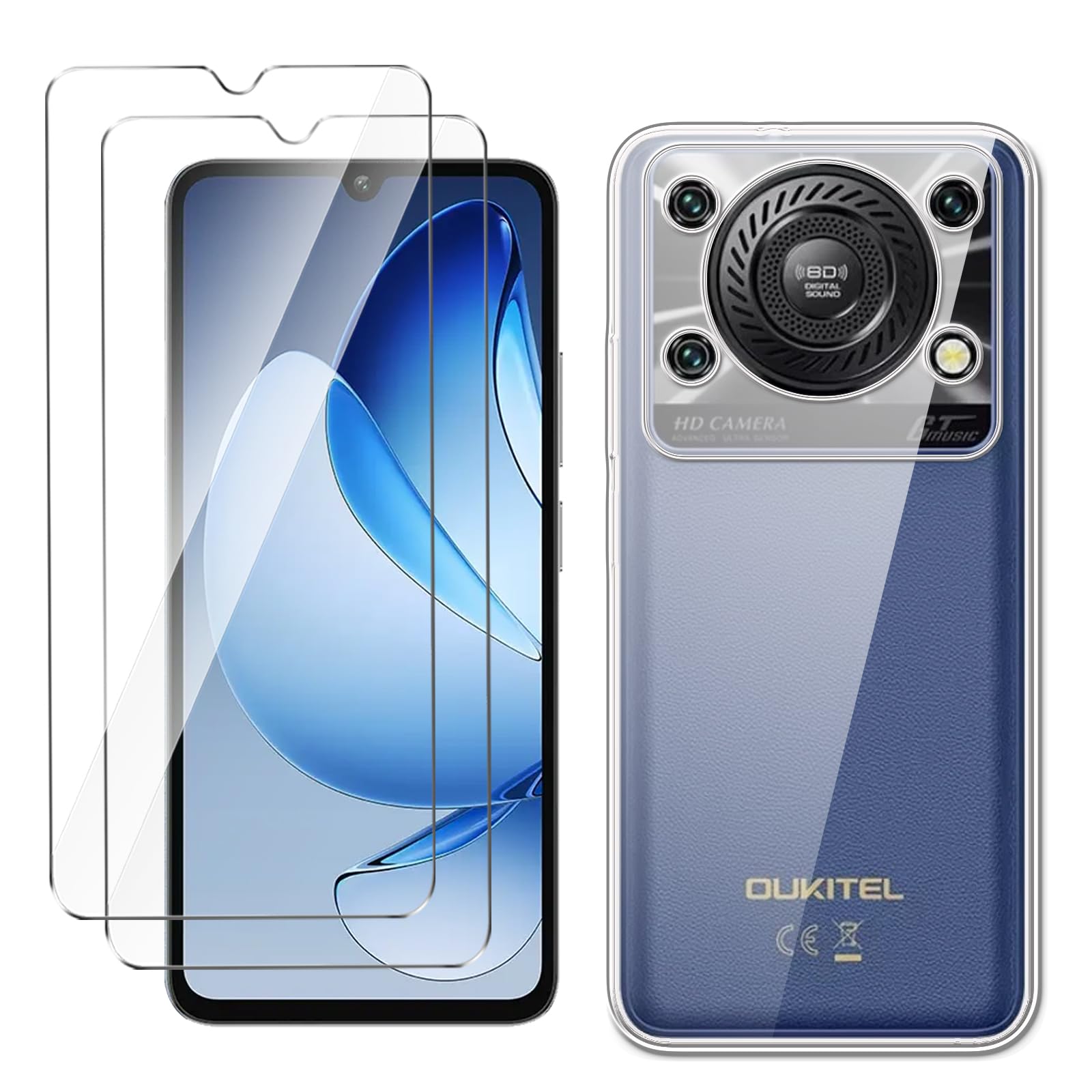 Cover Per Oukitel C61/C61 Pro (6,88″) + 2 Pellicole In Vetro Temperato – Custodia In TPU Nera Morbida E Antigraffio - 3