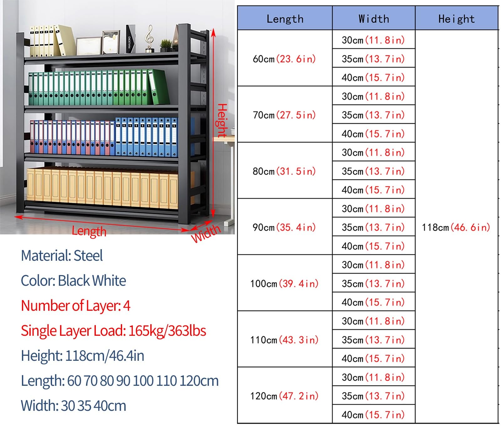 Armadio Alto per Schedari, Portadocumenti, Organizer per Voucher, Scaffale per Archiviazione Contabile Finanziaria Multistrato, Scaffale per Ufficio, Casa, Seminterrato,Black-70x35x118cm