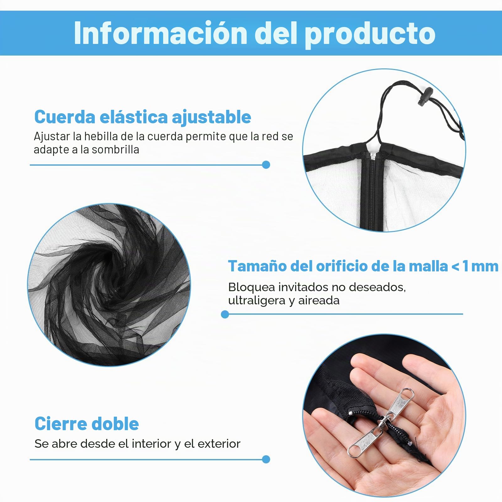 LALAGO Mosquitera para sombrillas 335 x 240 cm
