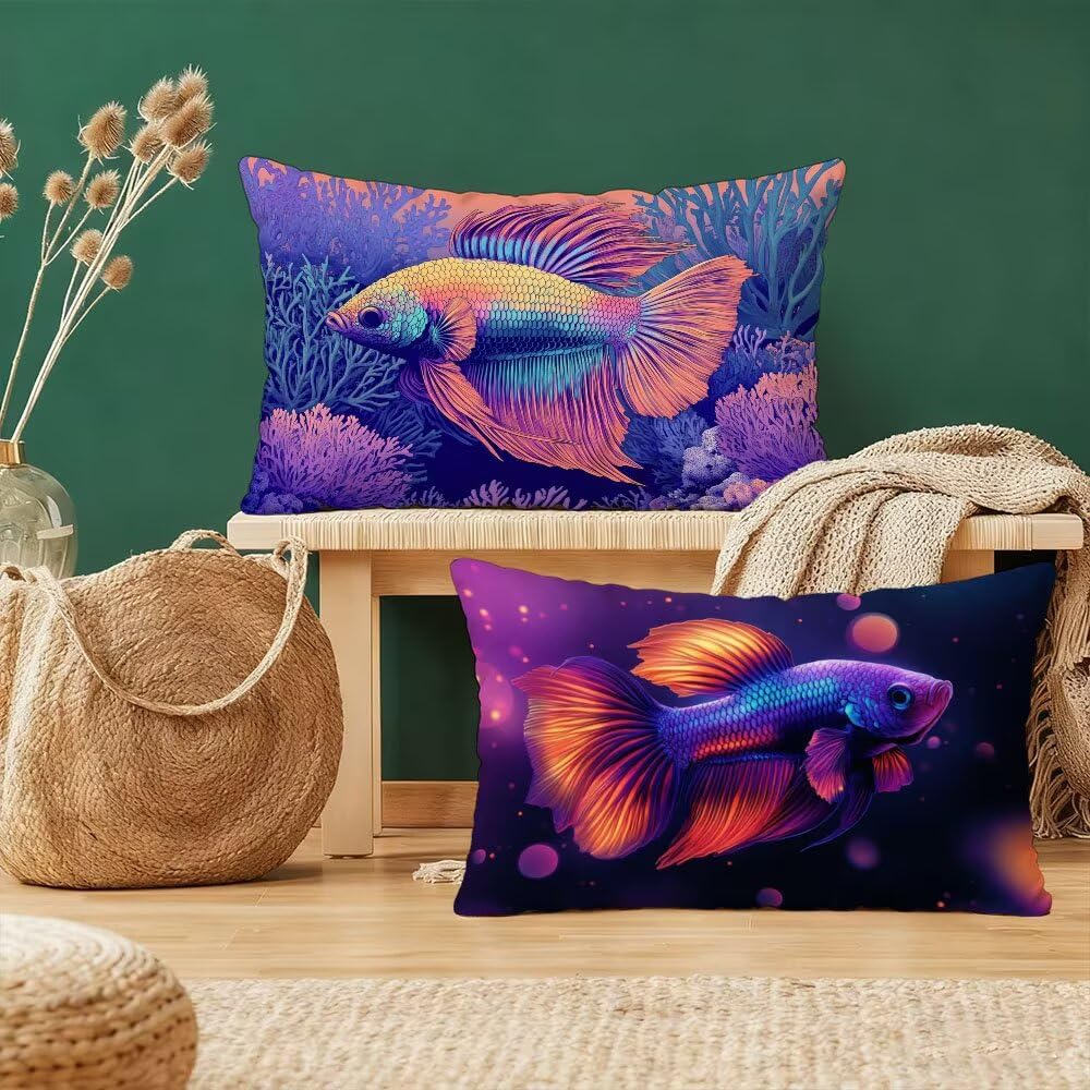 Housse de coussin violette 50x70 en velours pour déco canapé et salon