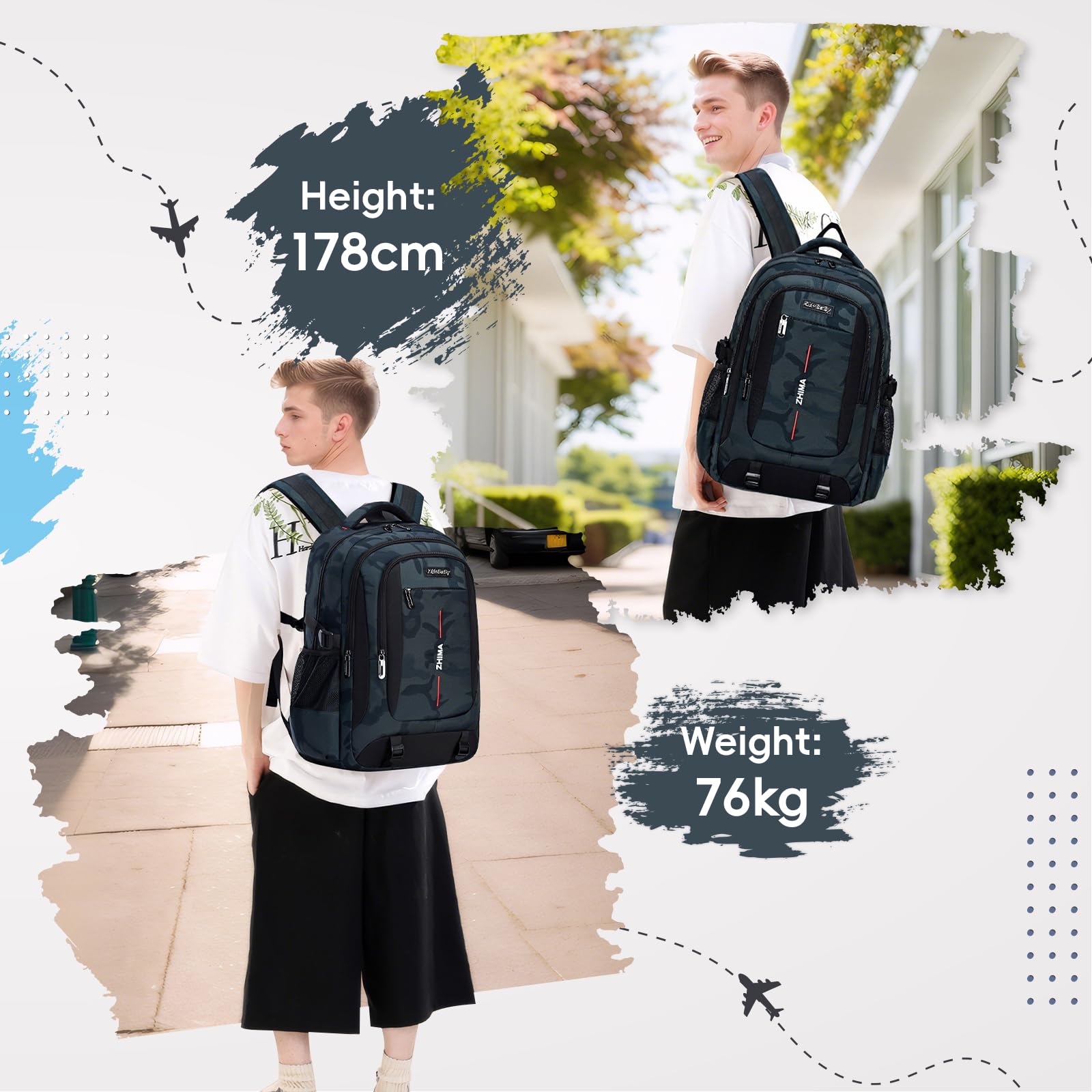 Tanou Schulrucksack Jungen Rucksack Teenager, Camouflage-Schultasche für Jungen mit Großer Kapazität, Modischer Ranzen Tagesrucksack für Schule und Reisen, Grün