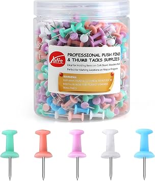 Push Pins 600 Count Macarone Colors, Standard Multicolored Thumb Tacks Steel Point and Colors Plastic Head