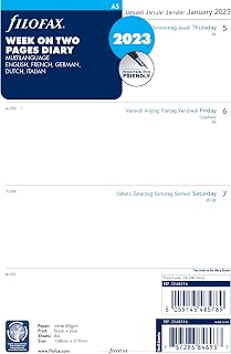 Filofax A5 1 Woche auf 2 Seiten 4x4Sp.(mehrsprachig)2023