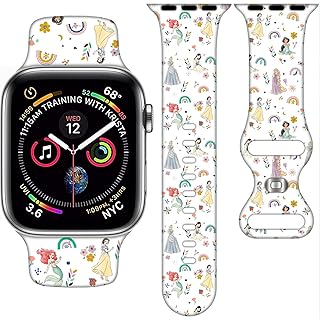 Cartoon Band for Apple Watch 38mm/40mm/41mm/42mm/44mm/45mm, Princess Bands for Apple Watch Series 8 7 6 5 4 3 2 SE, Silicone iWatch Band for Kids Women