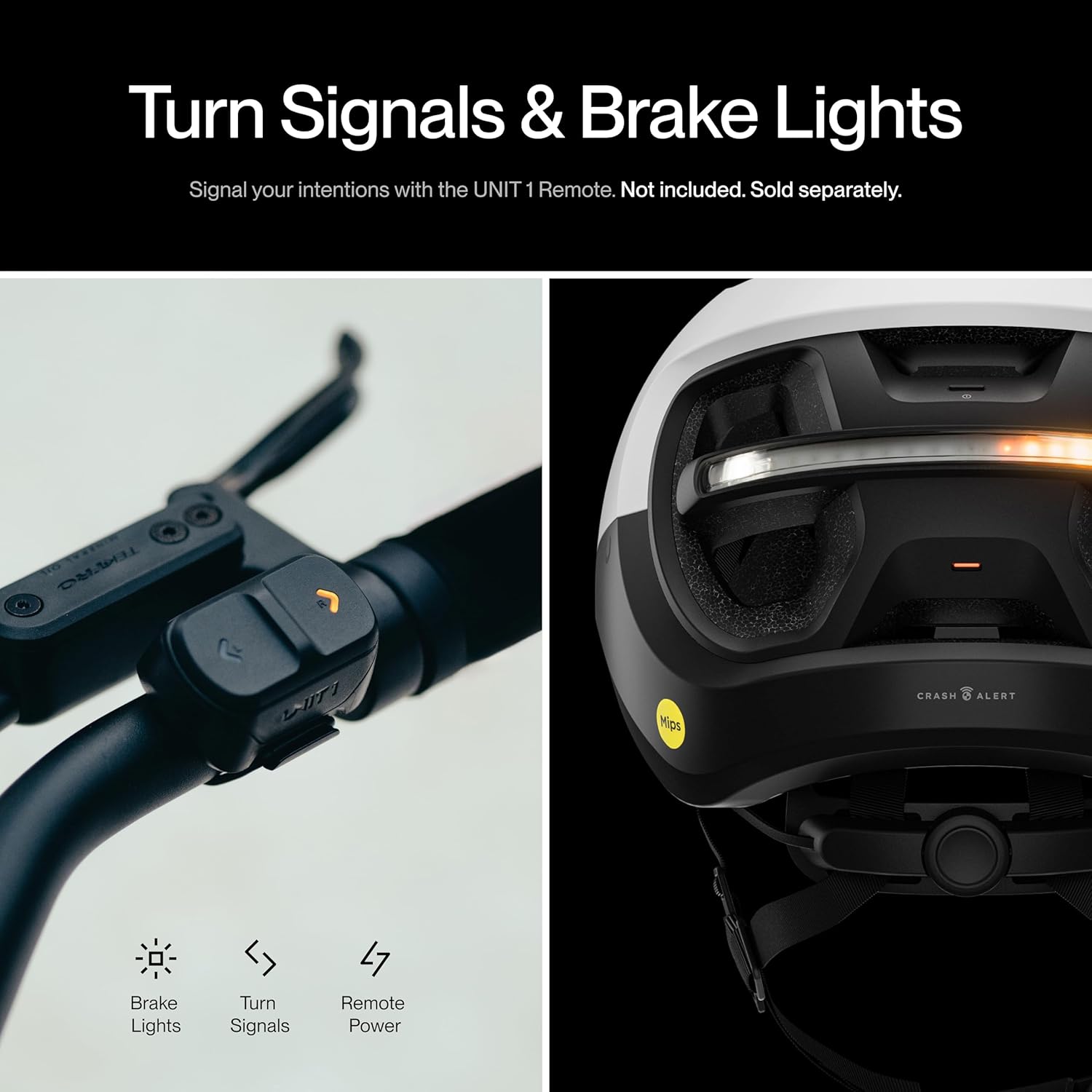 UNIT 1 Aura Smart Bike Helmet (Large) Bundle with Wireless Handlebar Remote | MIPS + NTA-8776 E-Bike Certified | Integrated Turn Signals & Brake Light | Crash Detection | USB-C Rechargeable