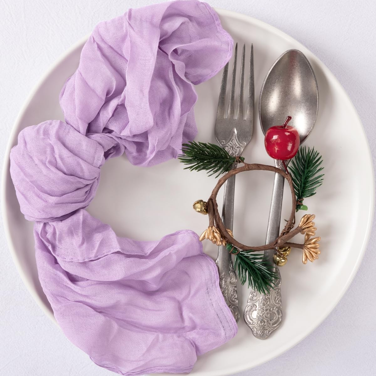 MLMC 100 Pack Cheesecloth Napkins Bulk Dinner Cloth Napkins 21"x21" Boho Reusable Lavender Cloth Napkins in Bulk for Wedding Bridal Baby Shower Events Table Decor Lilac