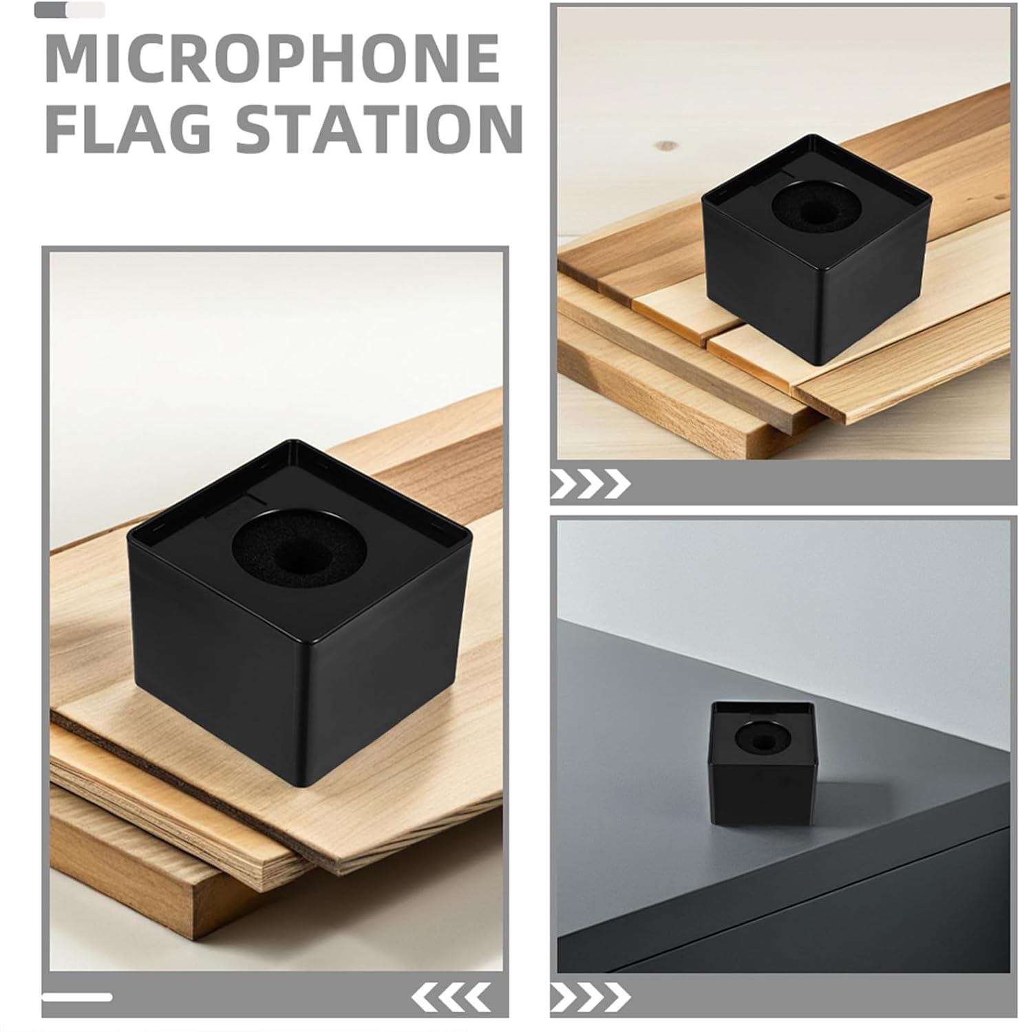 4pcs Microphone Flag Holder with Triangle Square Design for Interviews image 3