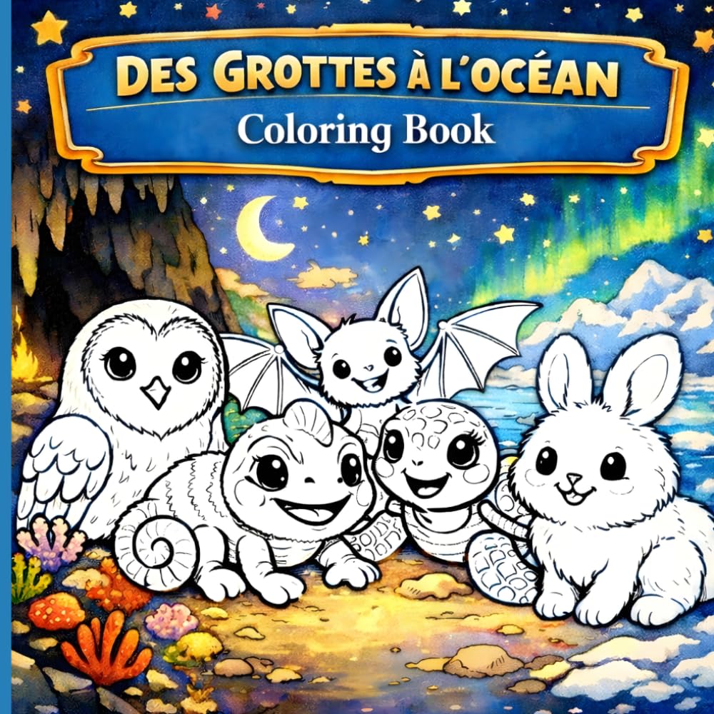 Coloring Book DES GROTTES À L'OCÉAN: 75 Dessins à Colorier , Coloriage et Découverte pour les Petits Artistes