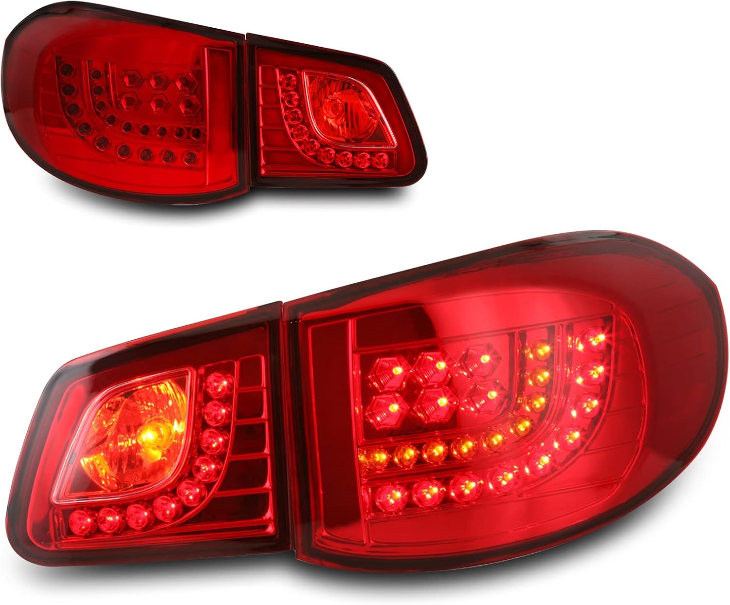 Tail Lights LED compatible for Volkswagen Tiguan 2009 2010 2011 VW Rear Lamps Assembly Driver Passenger Replacement Set