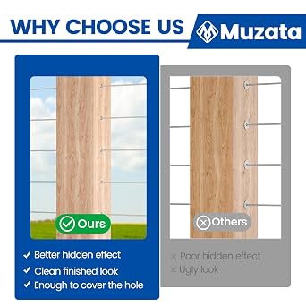 Muzata 50Pack Cable Railing Level Protector Sleeve for Wood Post CR13 | Deck Cable Railing Hardware for OD 1/8 Wire Rope, ONLY for Wood Post on Level Runs, Drill Bit Included, T316 Stainless Steel