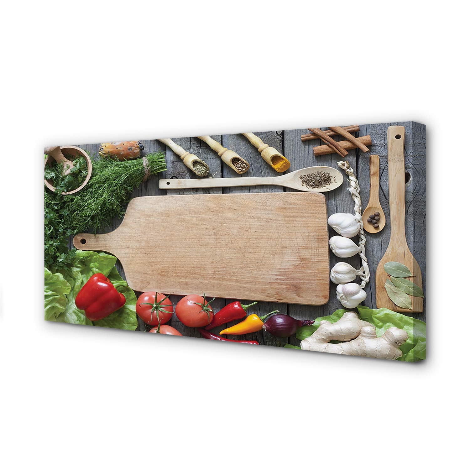 Tableau de décoration haut de gamme Tulup motif légumes et persil en toile tendue 140x70