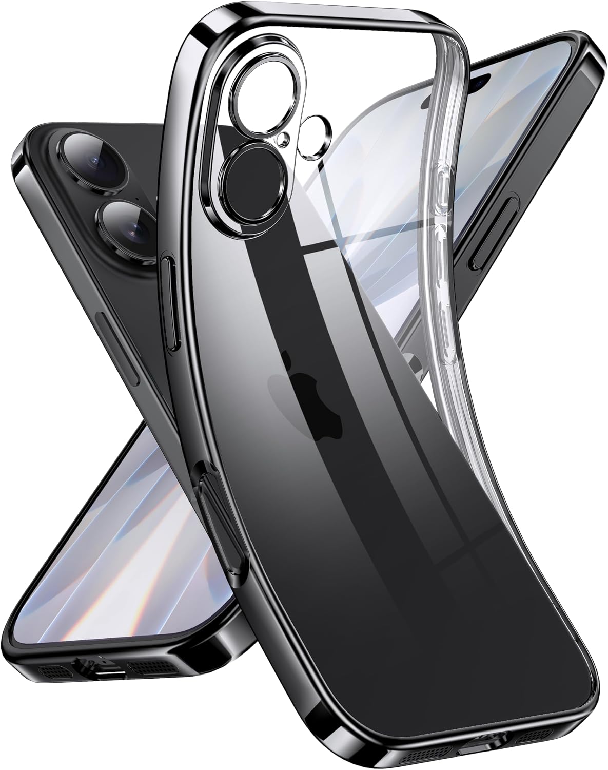 Supdeal Crystal Clear Case for iPhone 17, [Not Yellowing] [Camera Protection] [Military Grade Drop Tested] Transparent Shockproof Protective Soft Silicone Slim Cover, 6.3 inch, Black