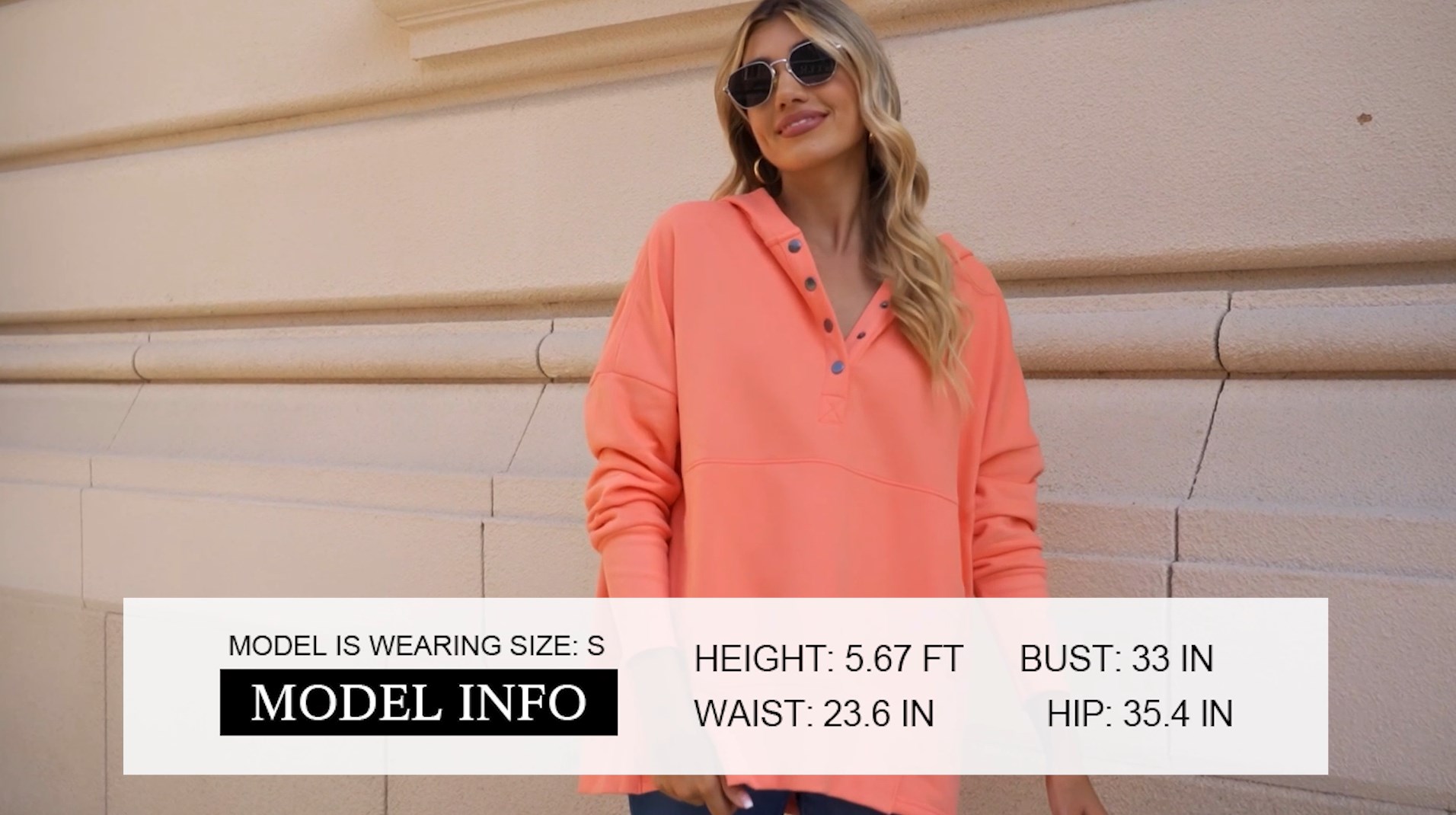 SHEWIN Womens Casual Oversized Sweatshirt Hooded Pullover Tops(B-orange)