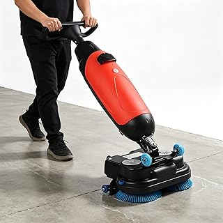 Professionelle, Kompakte Scheuersaugmaschine mit Separaten 4,5-Liter- und 7,5-Liter-Tanks, 43 cm Langen Motorisierten Reinigungsbürsten, Kabellos und mit einem 36-V-Akku Betrieben Red