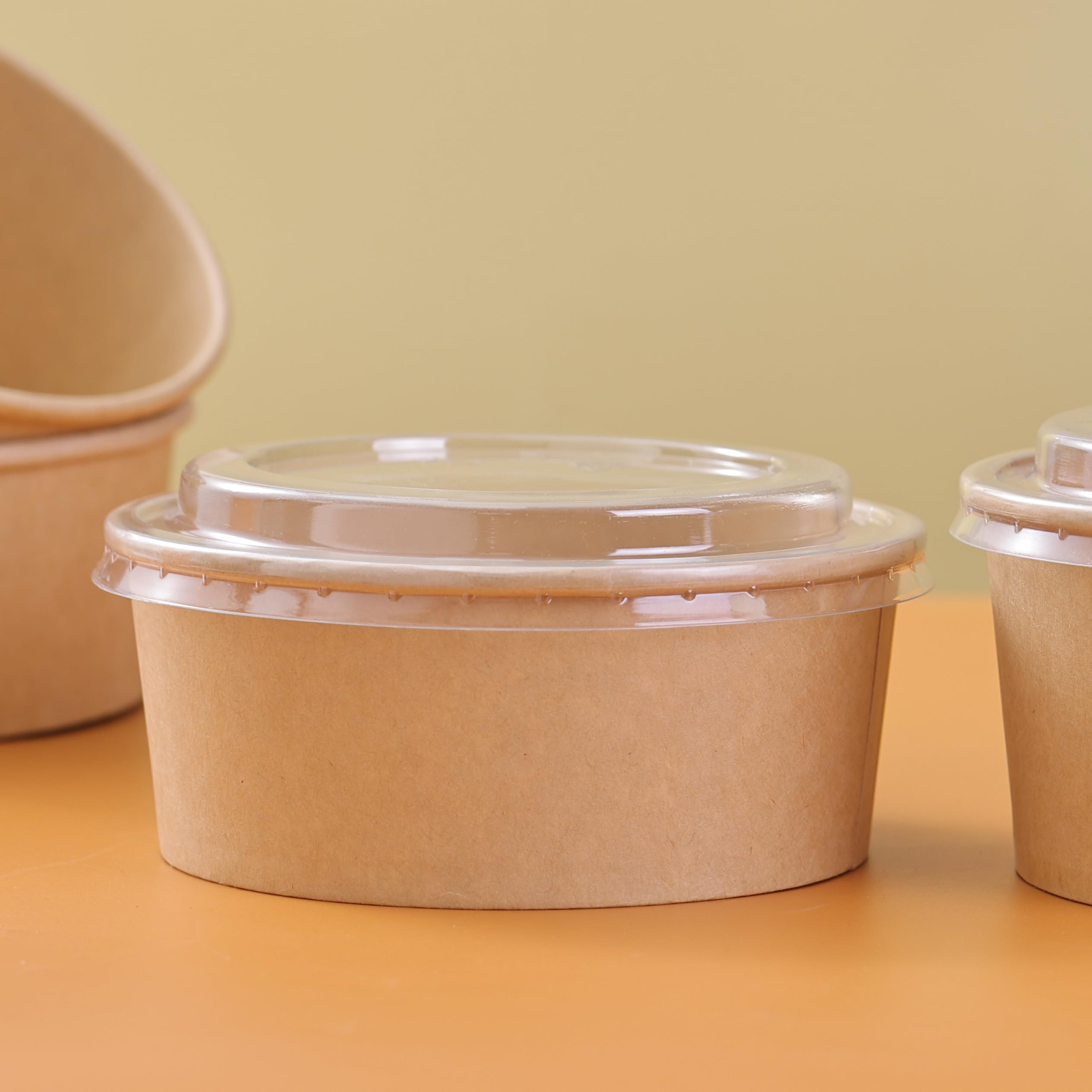 Goboxad 50 Pack - 24oz Heavy Duty Paper Bowls With Lids, Disposable Soup and Salad Bowls for Hot or Cold Food