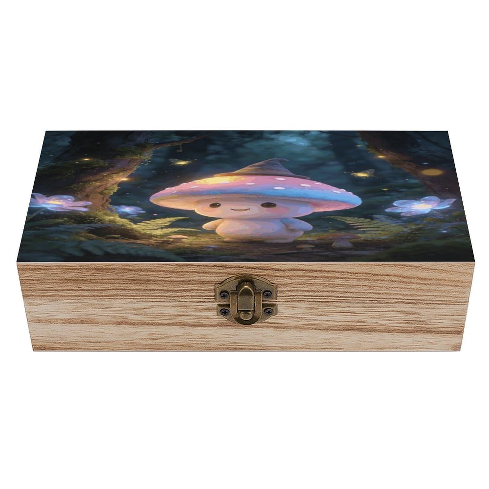 LZQPOEAS The Fun Guy Enchanted Wooden Keepsake Box Wooden Storage Box Container with Hinged Lid Beautiful Wood Memory Box Decorative Jewelry Case for Crafts Art Hobbies & Trinket Storage