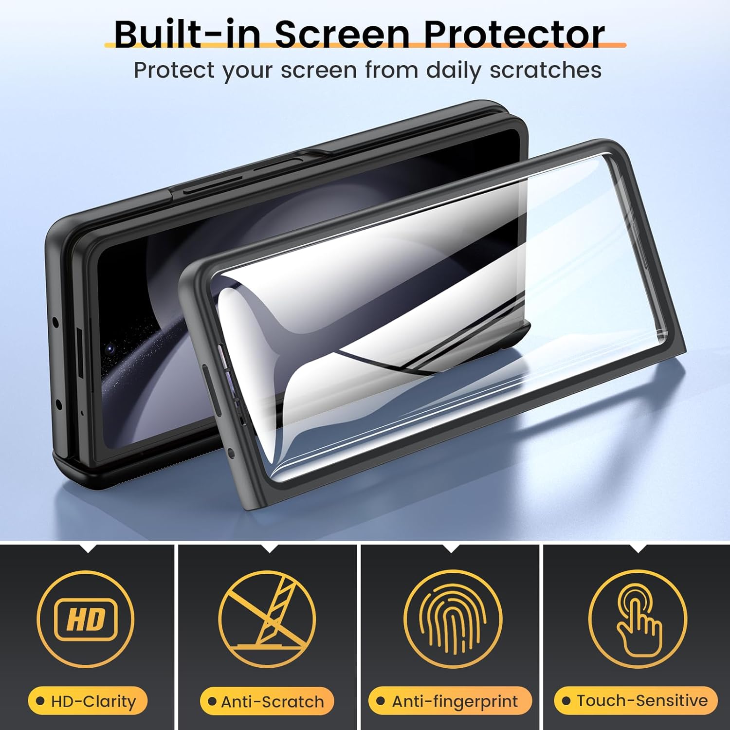 VEGO for Samsung Z Fold 5 Case, with Slide Camera Cover & Screen Protector Built-in 360° Magnetic Kickstand Drop Protection Case for Samsung Galaxy Z Fold 5 5G 2023 - Black