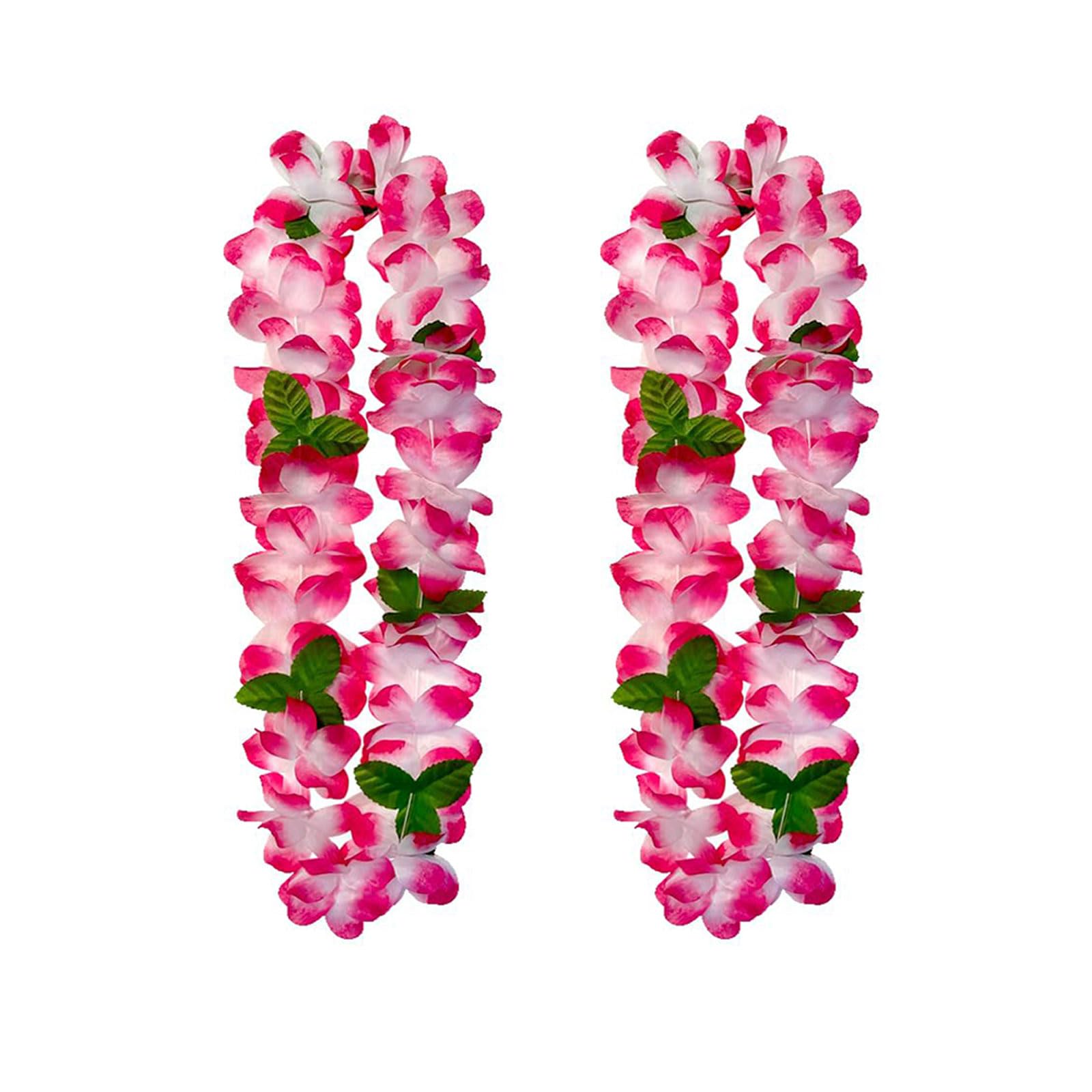 Hawaiian Garland Necklace Pack of 2 Hawaiian Tropical Party Decorations Hawaiian Hula Multicoloured Flower Garlands for Tropical Parties Beach Parties