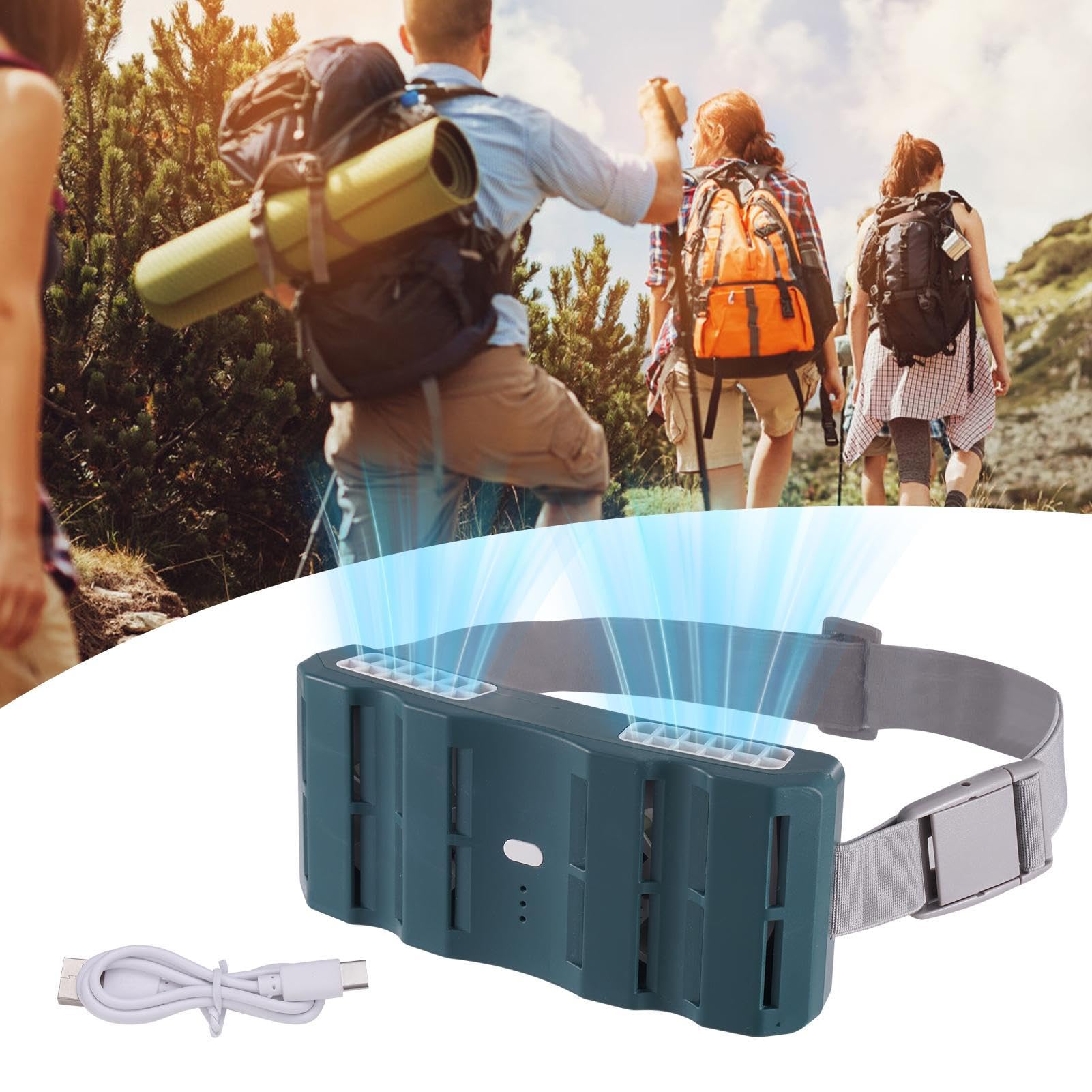 Ventilatore portatile ricaricabile | Ventilatore portatile con clip sulla cintura | Doppio circolatore d'aria ricaricabile a 3 velocità per viaggi all'aperto campeggio lavoro uomini donne
