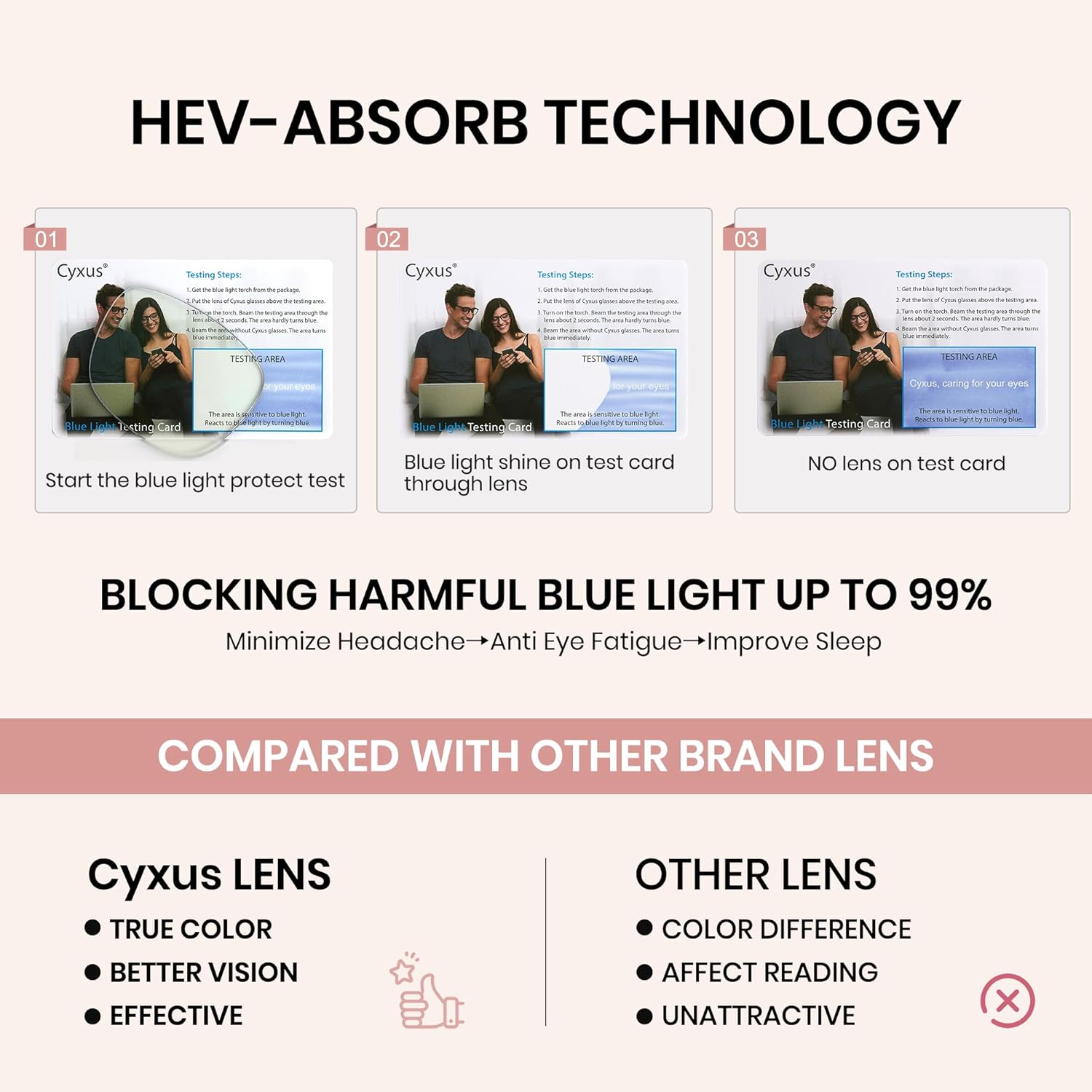 Cyxus Blue Light Glasses for Woman, Reduce Eye Strain Ideal for Office Working, Studying Ultra-Light TR90 for All-Day Comfort - Image 6