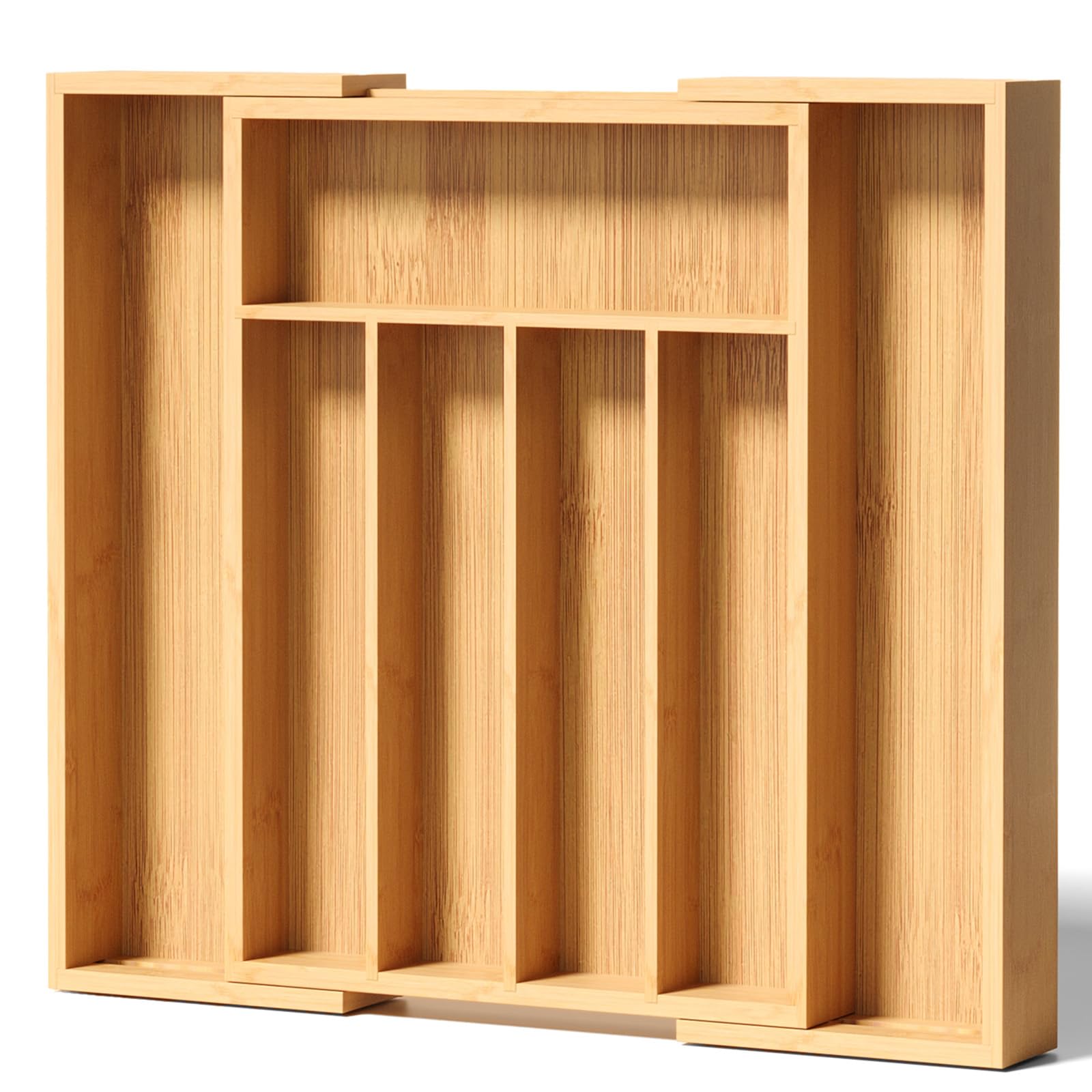 Fibogollo Cutlery Organiser Bamboo Natural Small Extendable Drawer
