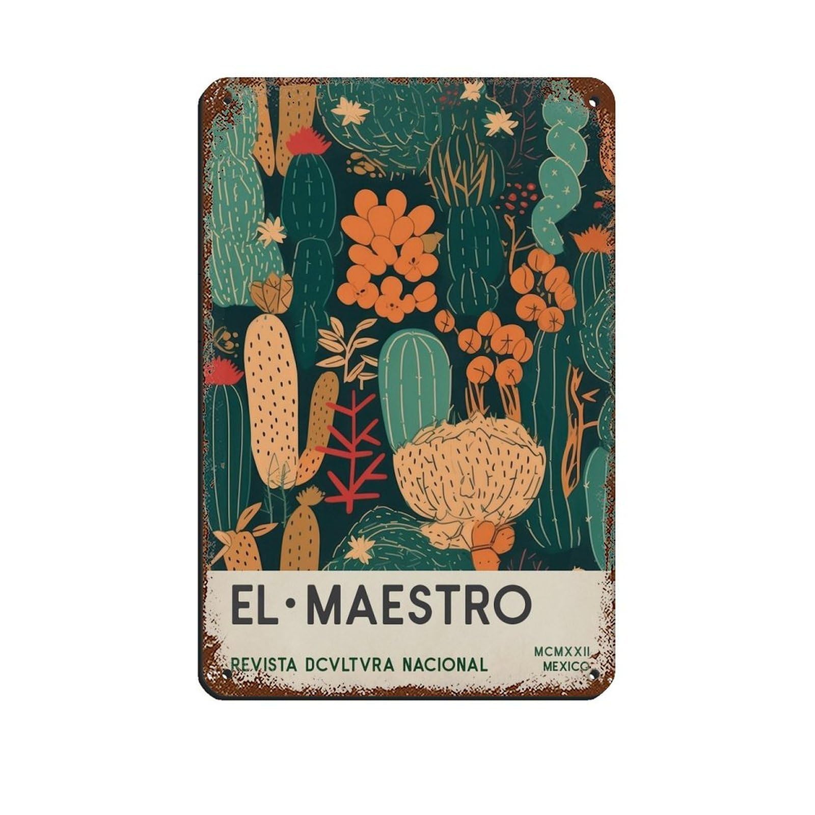 Mexican Exhibition Art Poster Tin Sign Vintage Metal Pub Club Cafe Bar Home Wall Art Decoration Poster Retro 8x12inch(20x30cm)
