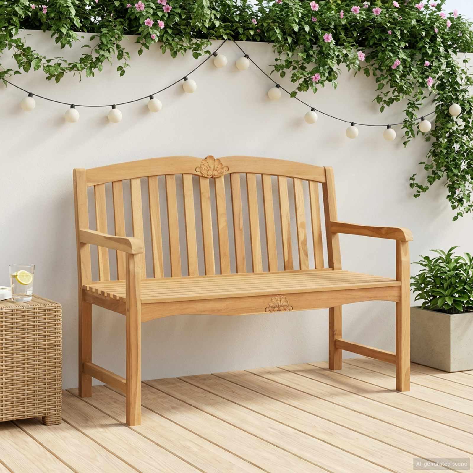 vidaXL Ręcznie rzeźbiona ławka różana 114 x 60 x 95 cm naturalny