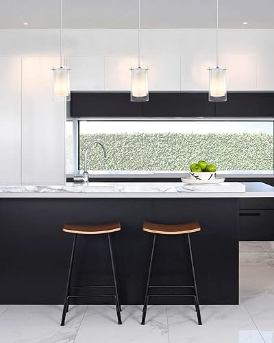 Miniatura 9 de Lámpara colgante de 3 luces, lámpara colgante de vidrio para interiores, altura ajustable, acabado de níquel cepillado para cocina y comedor