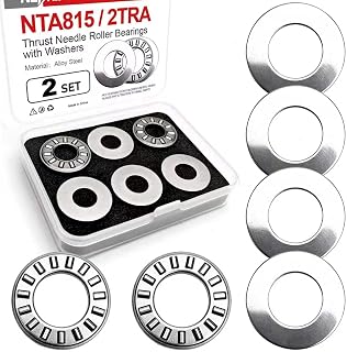 Neprift 2 Sets NTA815+2TRA Thrust Needle Roller Bearings with Washers, 1/2" Bore 15/16" OD, for Lawn Mower, Truck Power Steering & Automotive