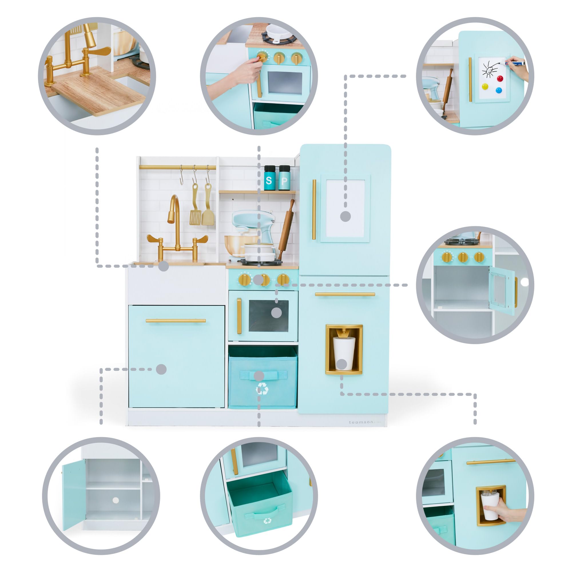 Teamson Kids - Biscay Delight Classic Play Kitchen - Mint | Kreatives Rollenspiel