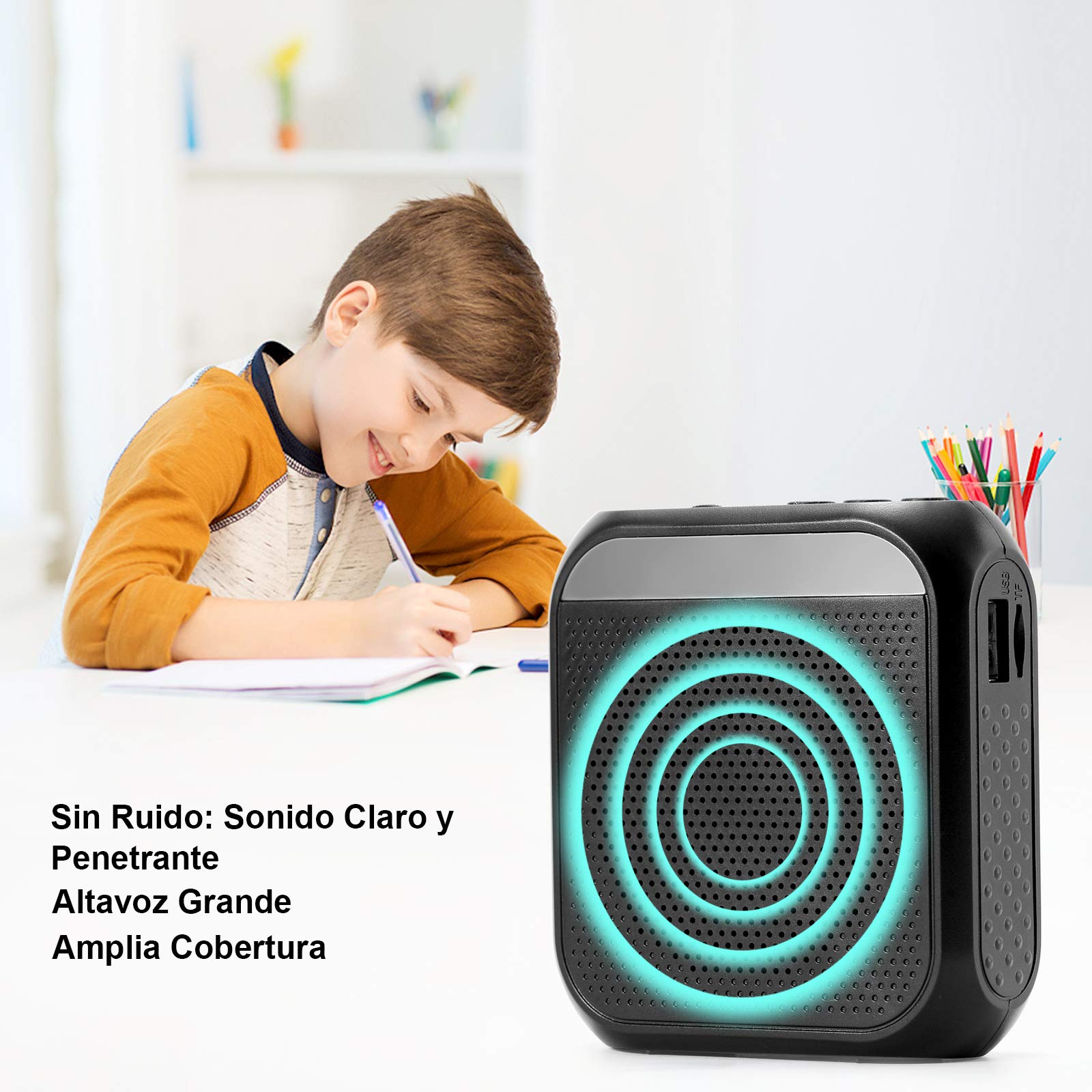 Altavoz con Microfono Inalambrico Diadema 2200mAh Batería Recargable Amplificador de Voz Inalambrico Para Profesores o Guías Turísticos, Altavoz Portatil con Microfono, Auriculares y Cintura
