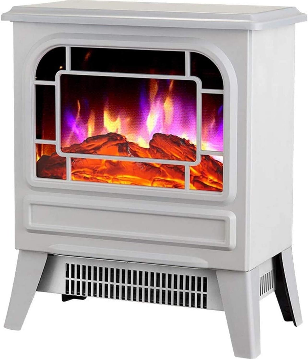 Heater Chimney Electric Chimney Heater Flame Effect 2 Heat Settings Overheating Protection Internal Heating Safety Shutdown System White