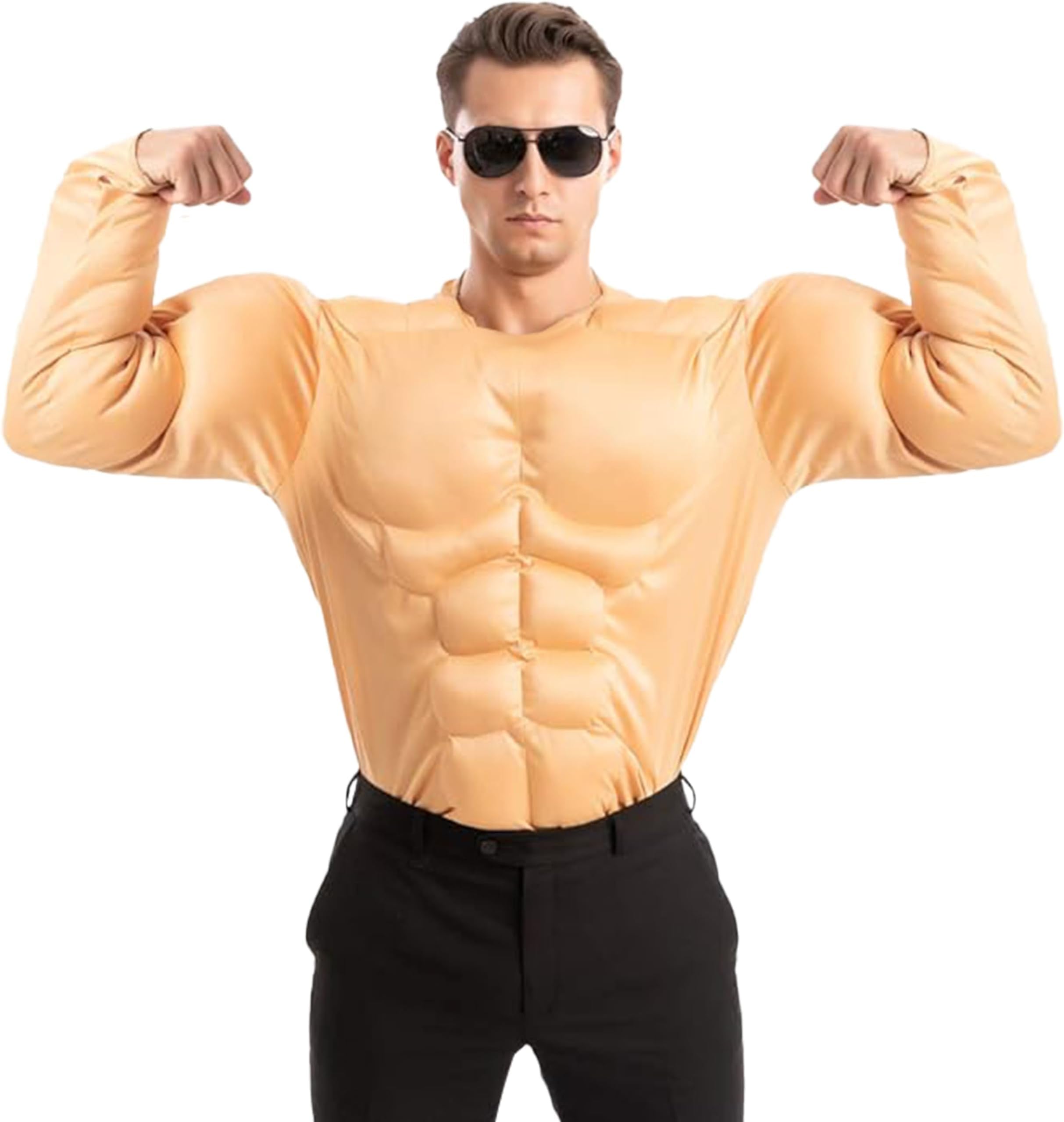 Halloween Men's Muscle Suit, Muscle Shirt, Funny Adult Costumes, Body Builder Costume for Roleplay