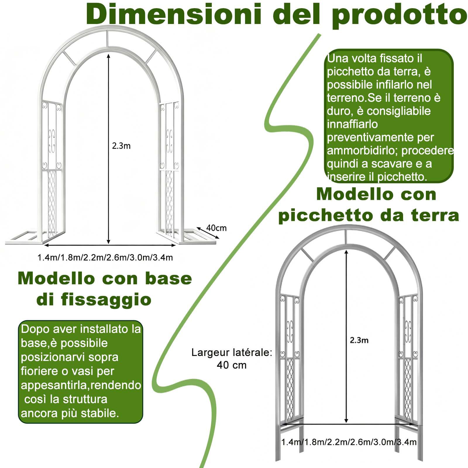 Arco Da Giardino In Metallo, Arco Per Rose, Rampicanti,Sostegno Per Piante Rampicanti,Archetto Per Matrimoni E Feste,Resistente Agli Agenti Atmosferici, In Acciaio Verniciato A Polvere