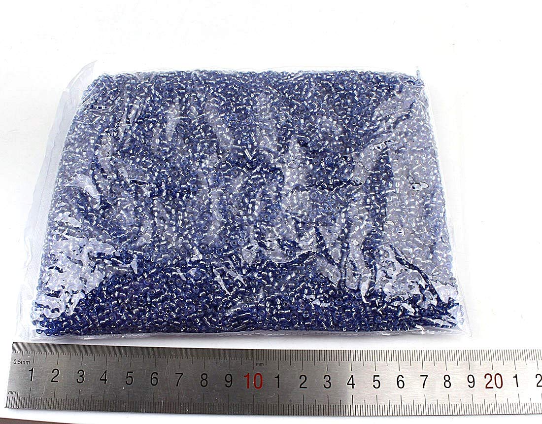Perlin Rocailles Perlen 3mm – 450g Set Mit Ca. 15000 Stk., Transparent Sapphireblau, Seed Beads Für Perlenhäkeln & Schmuck