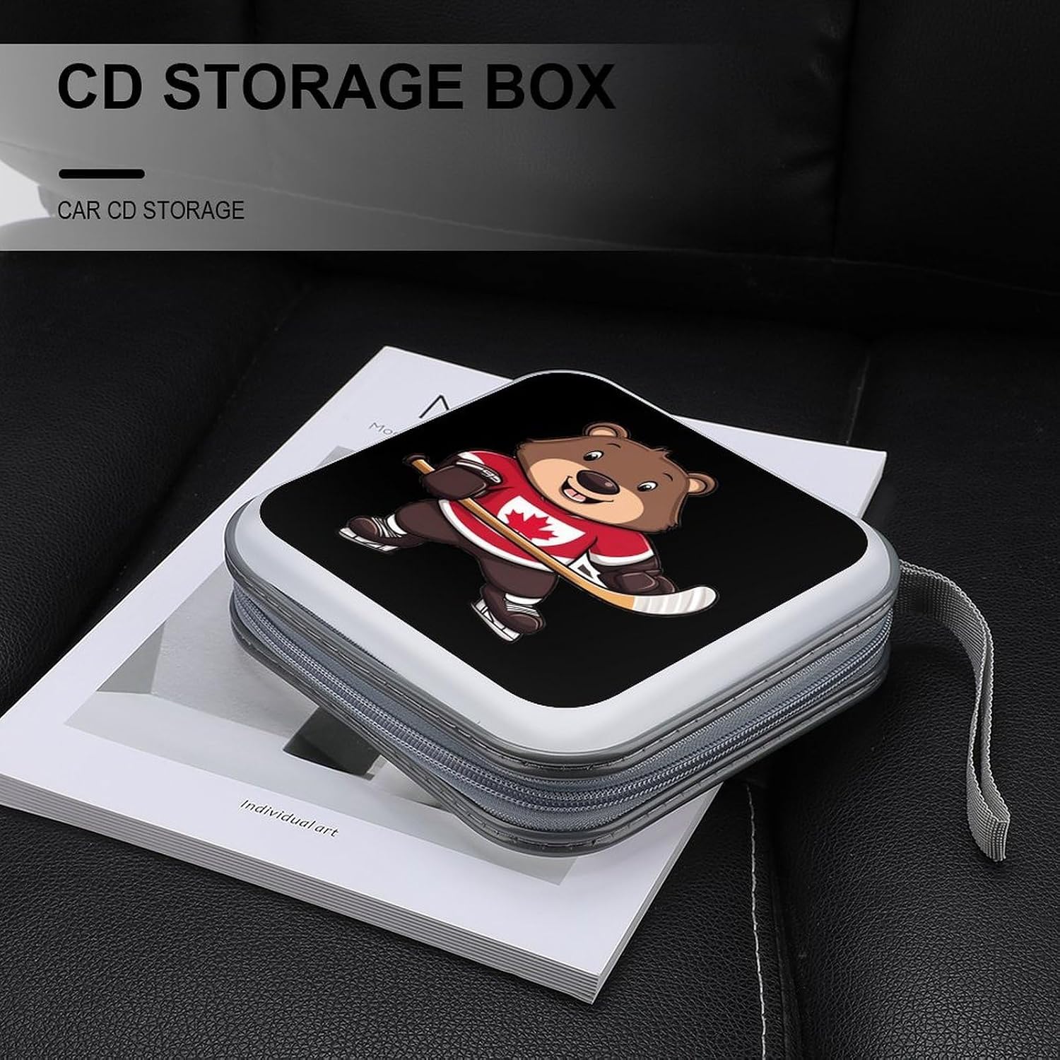 Beaver Hockeys CD Case DVD Storage Holder Binder 40 Capacity | protective,hard case,protable loop,travel car use,zippered closure