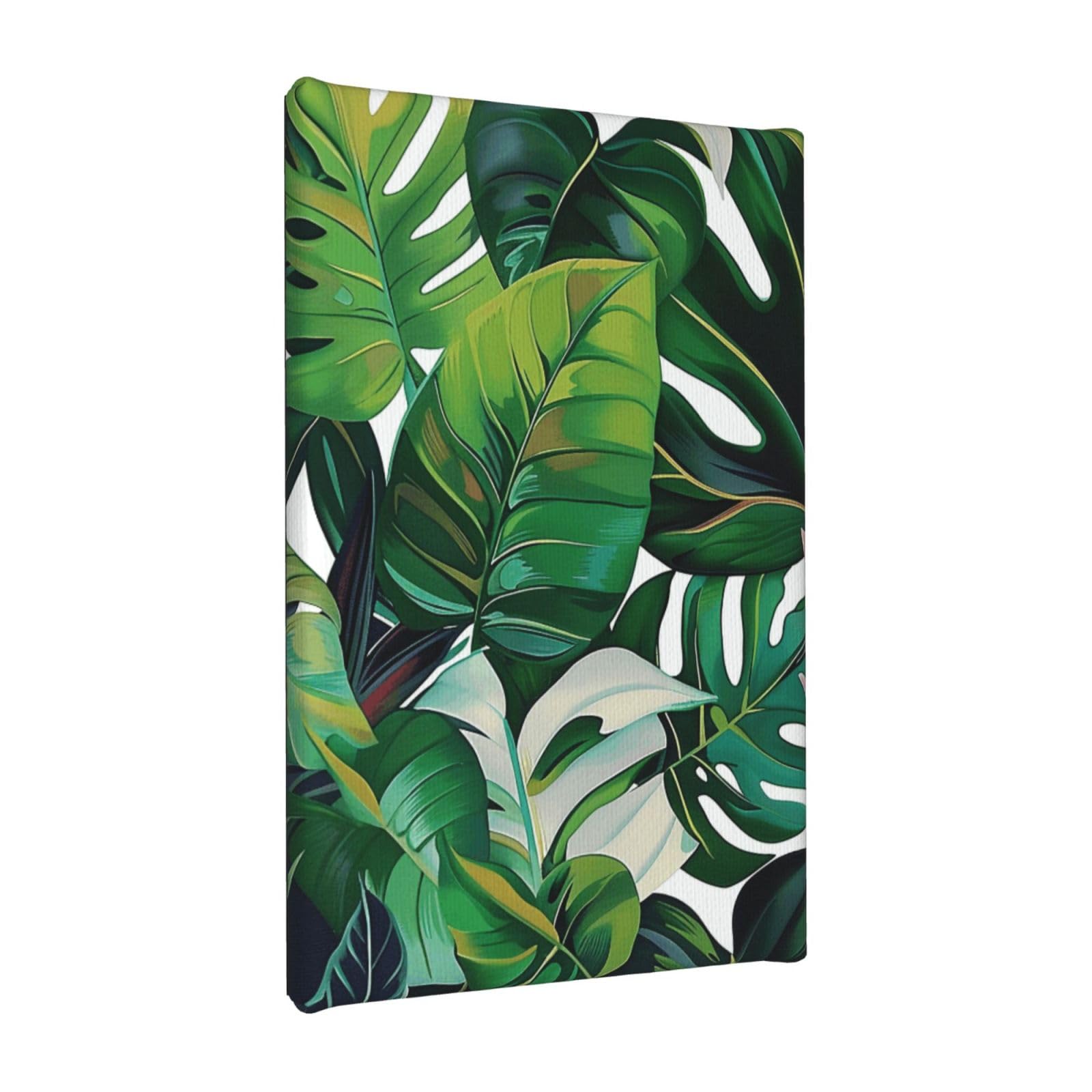 YKLJG Tropical Leaves Printed Wall Art Canvas Painting 20x30 CM Wooden Framed Picture Painting Artwork Prints for Bedroom Kitchen Home Office Decor