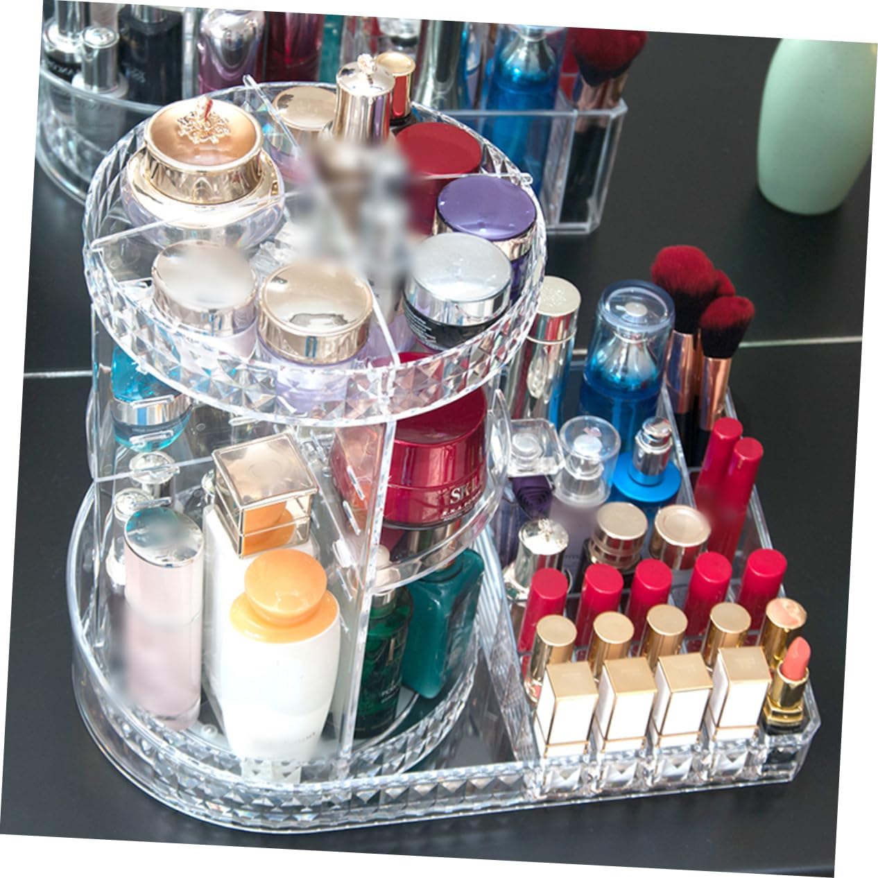 VICASKY Makeup Organizer Acrylic Storage Rack Cosmetics Organizer Case Display Rack for Bathroom