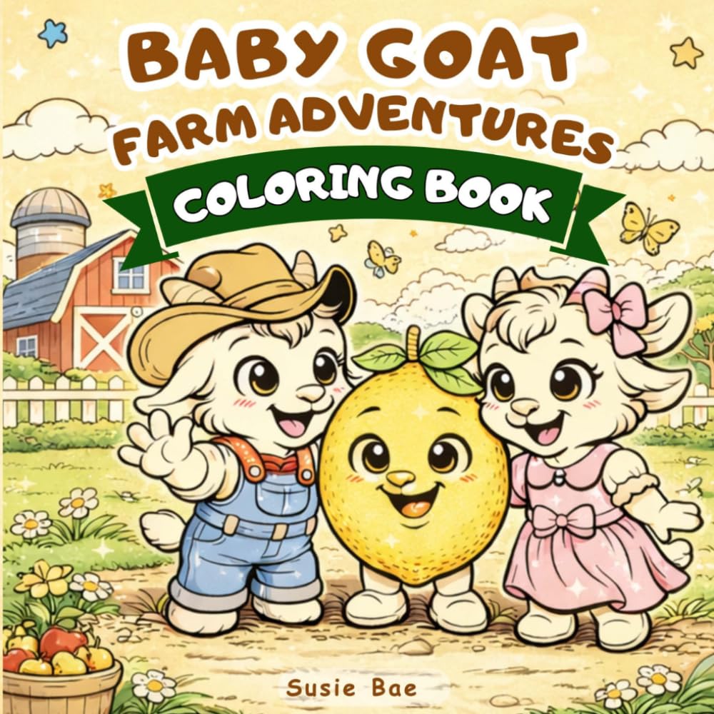 Baby Goat Advantures Coloring Book - Cute & Cozy Coloring pages for Relaxation: Farm Adventures Coloring pages for All Ages