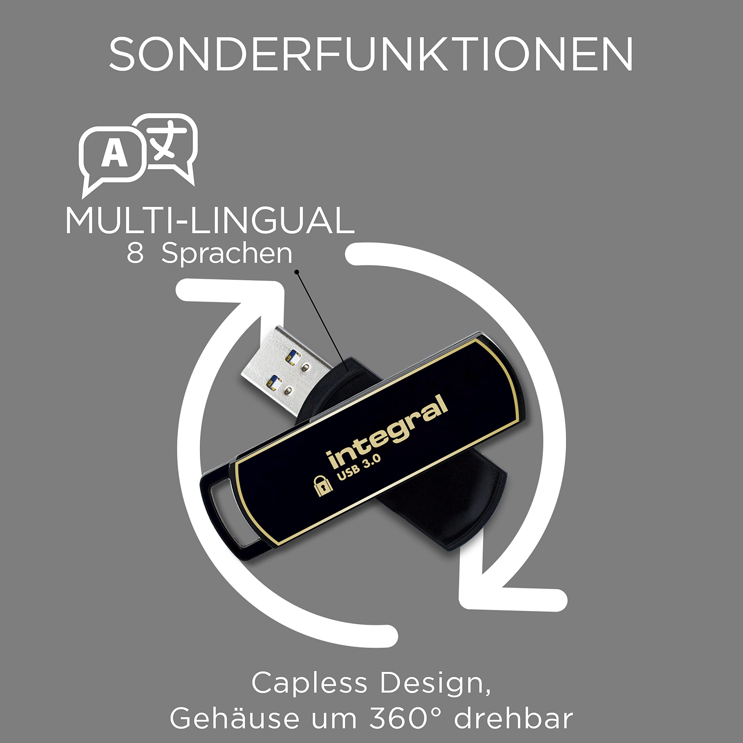 Integral 128GB Secure360 256-Bit Software Encrypted 3.0 USB Stick - Funktionierende & verschlüsselte Doppelpartition – Bild 4