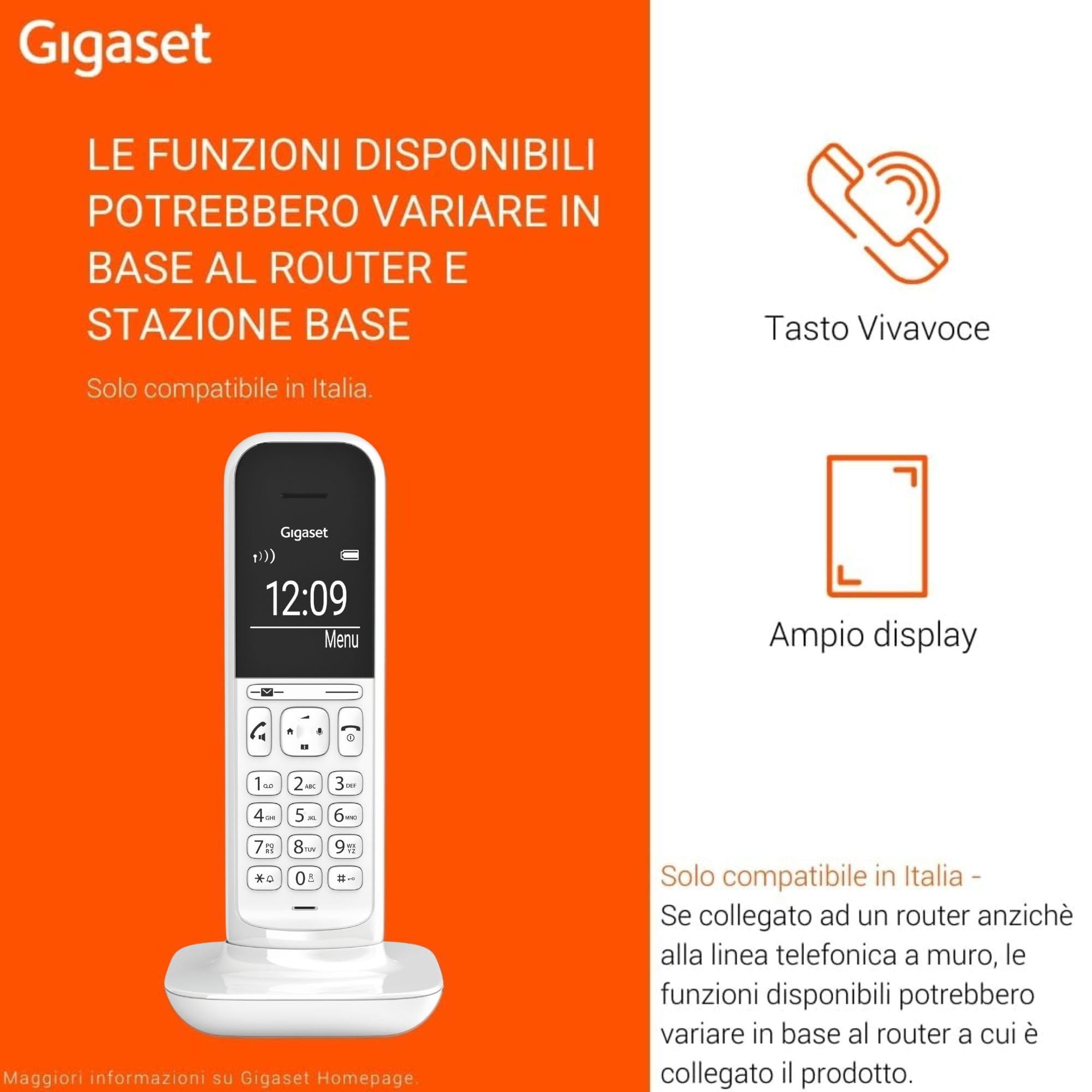 Gigaset CL390 Telefono Cordless, Funzione Black List e "Non disturbare", Vivavoce, Display Ampio, Bianco, Standard [Versione Italiana]