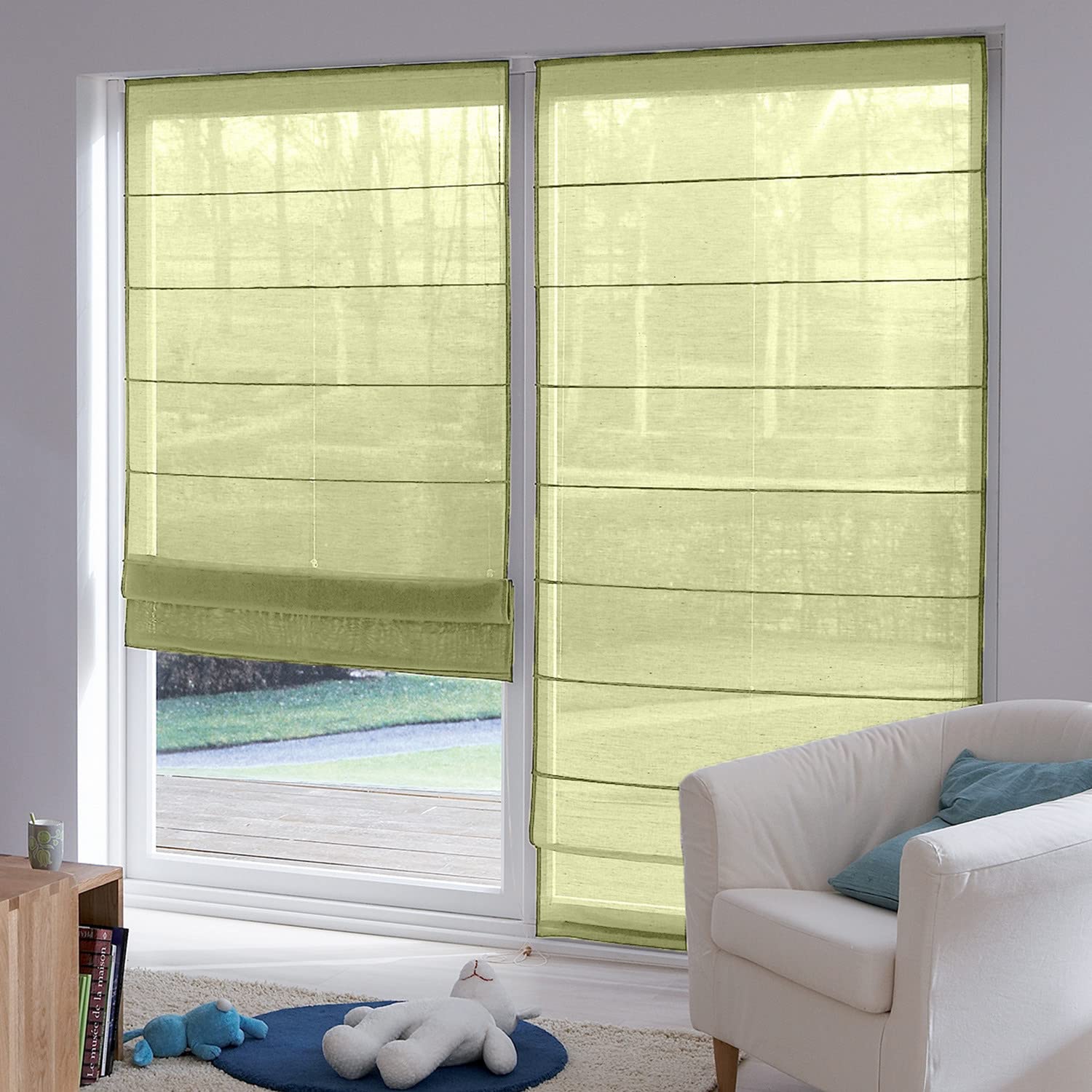 MADECOSTORE Store Bateau tamisant Voile de Lin - Vert fougère - L60 x H180cm