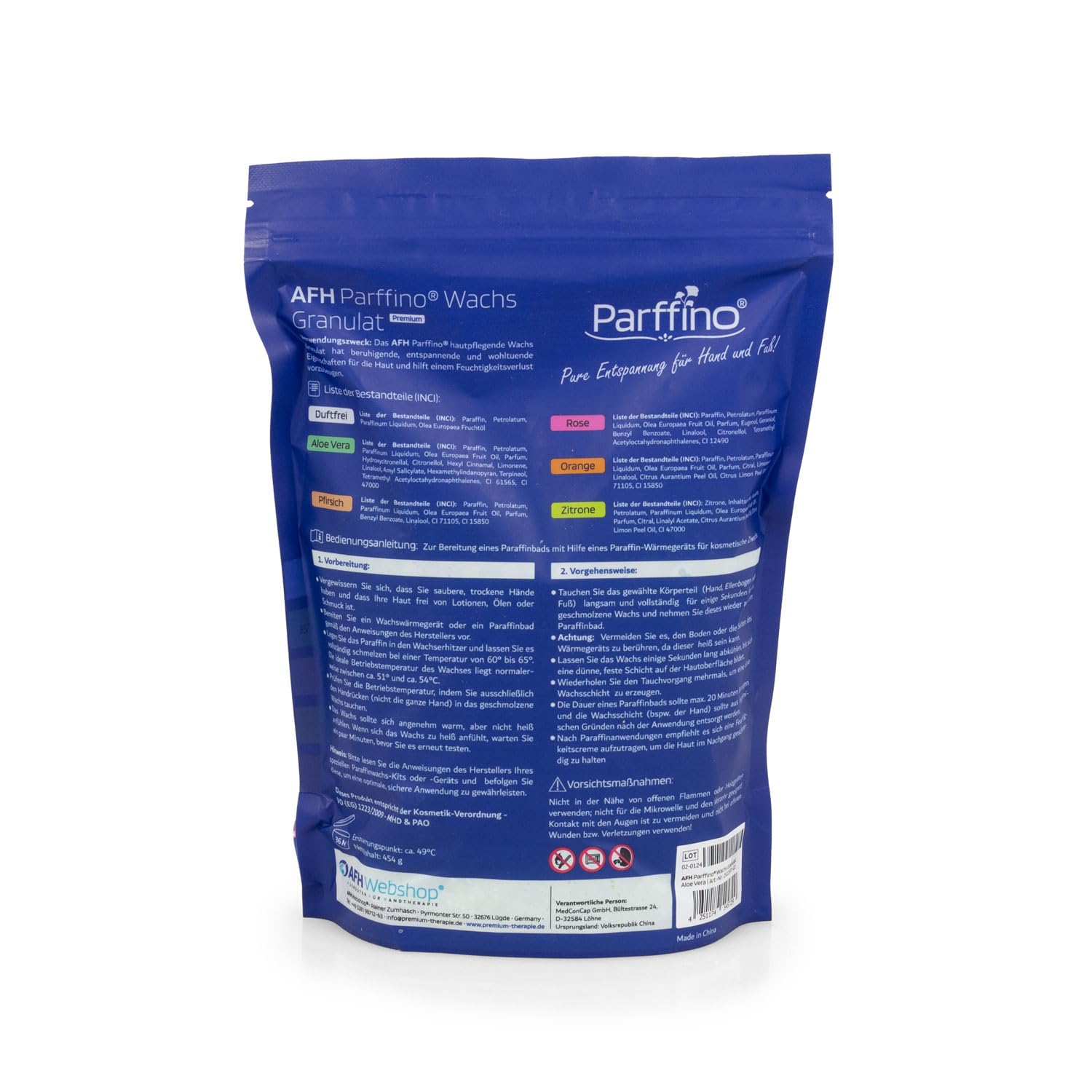AFH Parffino® Wachs Granulat | 6 x 454 g | Aloe Vera, Schmelzpunkt 47-49 Grad