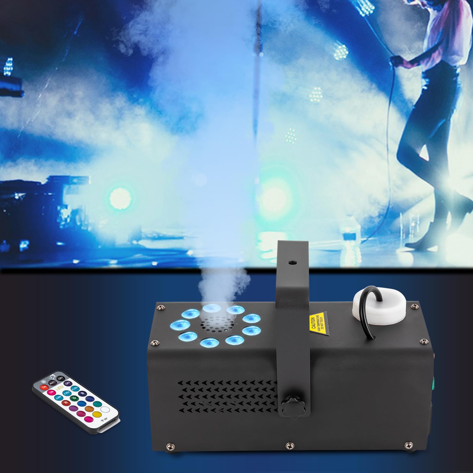 Nebelmaschine mit Fernbedienung Led Nebelmaschine 500W Nebel-SprüHgeräT mit Rgb Farbwechsel, Fernbedienung SprüHweite für Party Hochzeit BüHne Bar Leise Freistehend/HäNgend für Event-Djs
