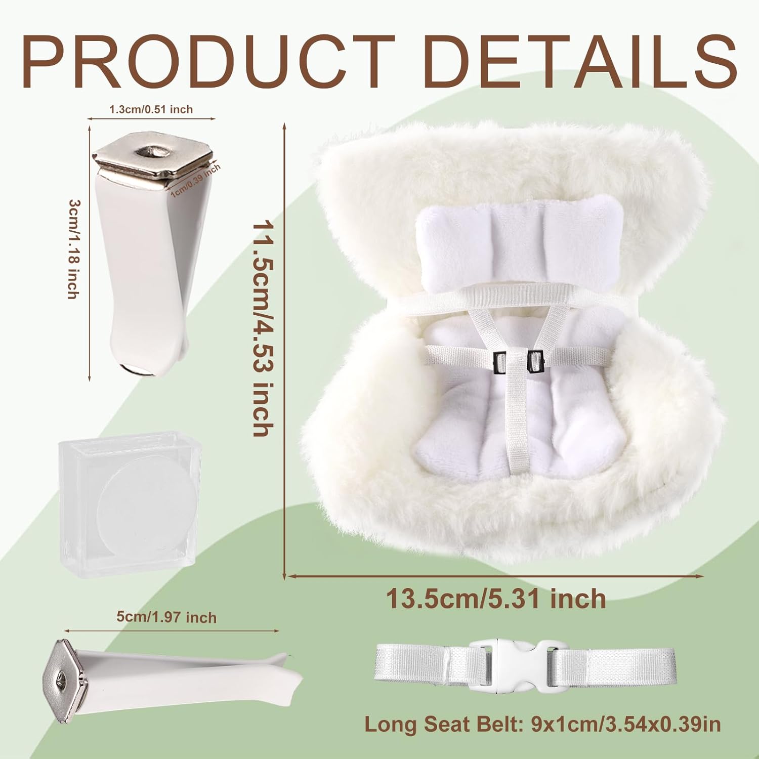 Car Dolls Seat, Decorative Doll Safety Sofa with Chair Cushion Cute Car Air Vents Clip Ornaments Accessories for Display 3.94-6.69in Toy(Leopard Pattern)