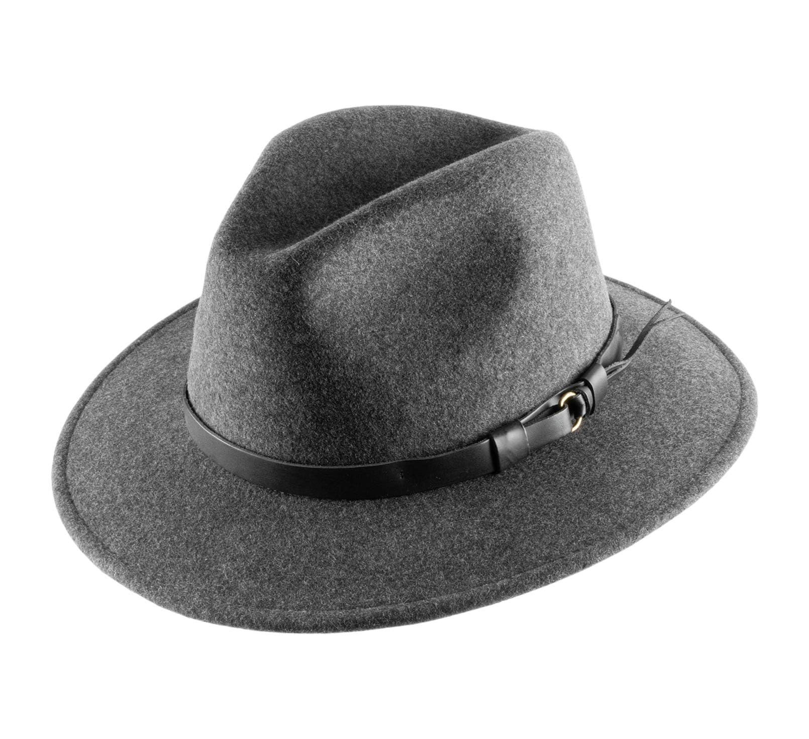 Classic Italy - Fedora Hat Wool Felt Packable Water Repellent Classique Traveller - Size 56 cm - gris-Chine