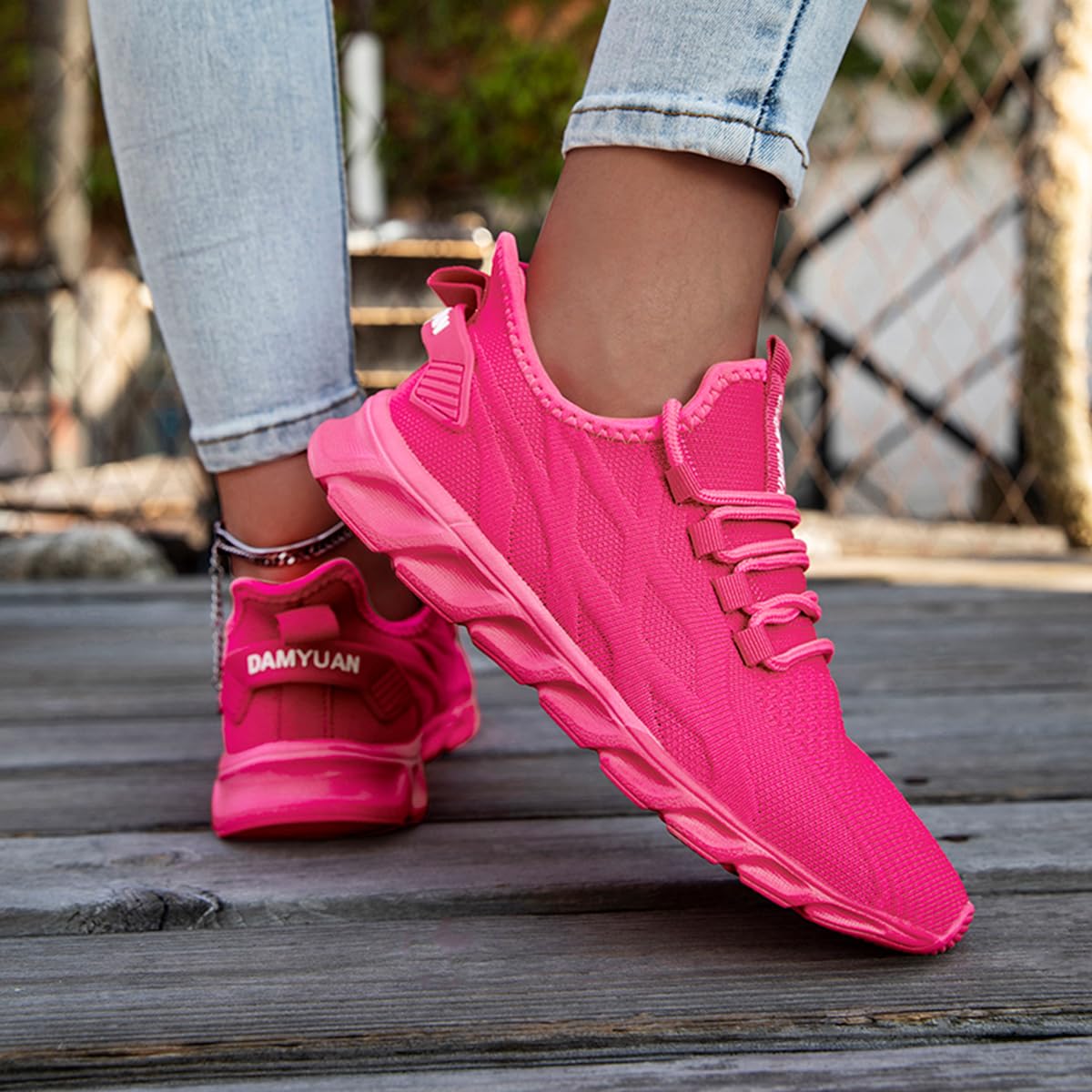 EGMPDA Zapatos deportivos para caminar para mujer, zapatos deportivos para correr, informales, a la moda, ligeros, para el trabajo, viajes, gimnasio, deportes, Rojo melocotón, 37.5 EU